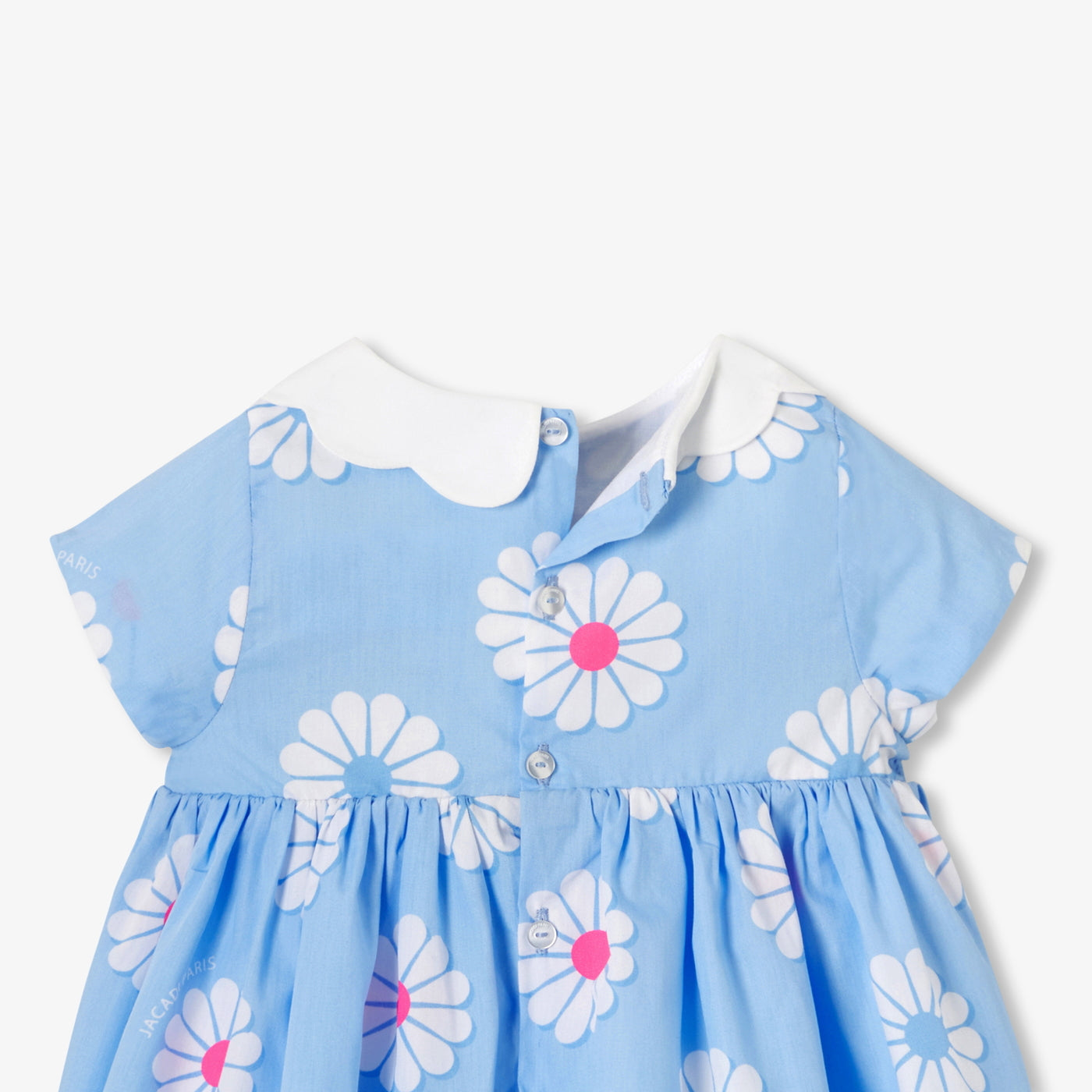 Baby girl cotton dress with floral pattern - bleu/multico