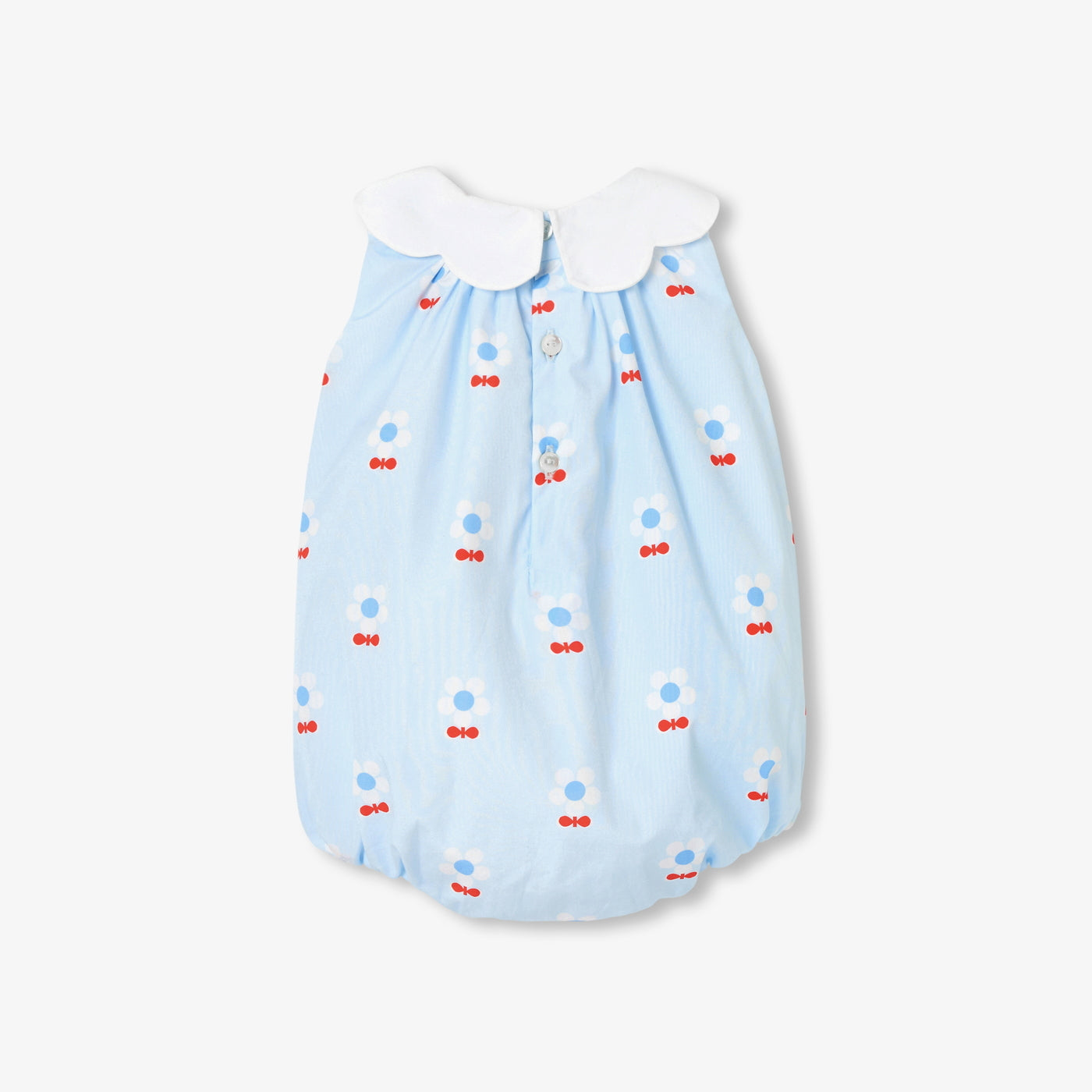 Baby girl romper in cotton poplin - bleu/multico