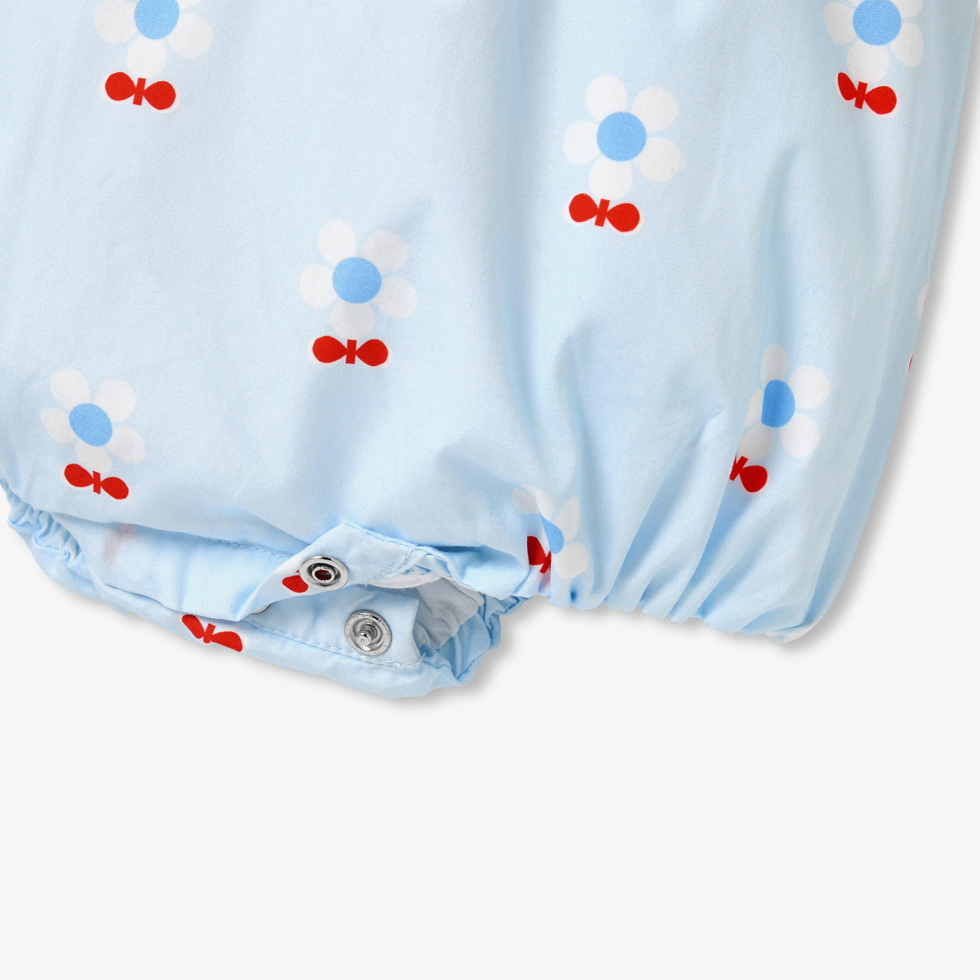 Baby girl romper in cotton poplin - bleu/multico