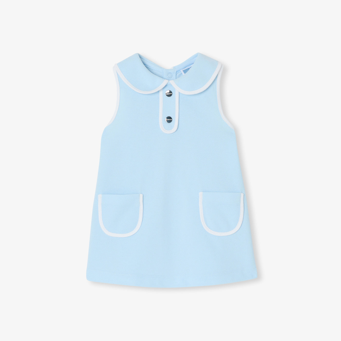 Baby girl sleeveless dress in cotton piqué - nuage