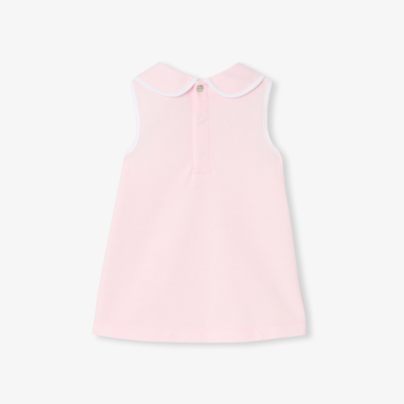 Baby girl sleeveless dress in cotton piqué - rose poudre jacadi