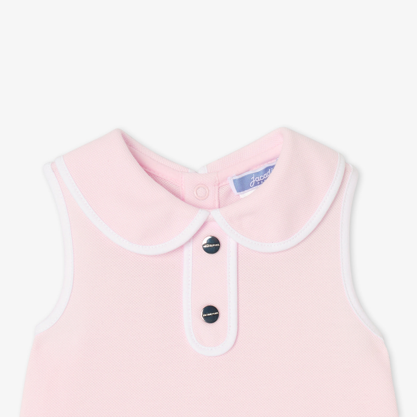 Baby girl sleeveless dress in cotton piqué - rose poudre jacadi