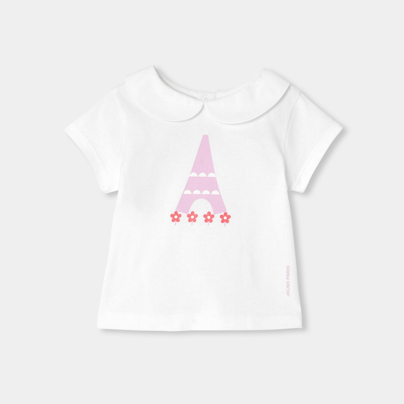 Baby girl cotton T-shirt with Peter Pan collar - blanc jacadi
