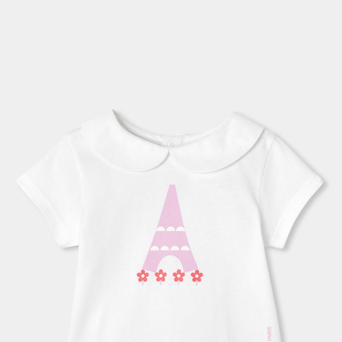 Baby girl cotton T-shirt with Peter Pan collar - blanc jacadi