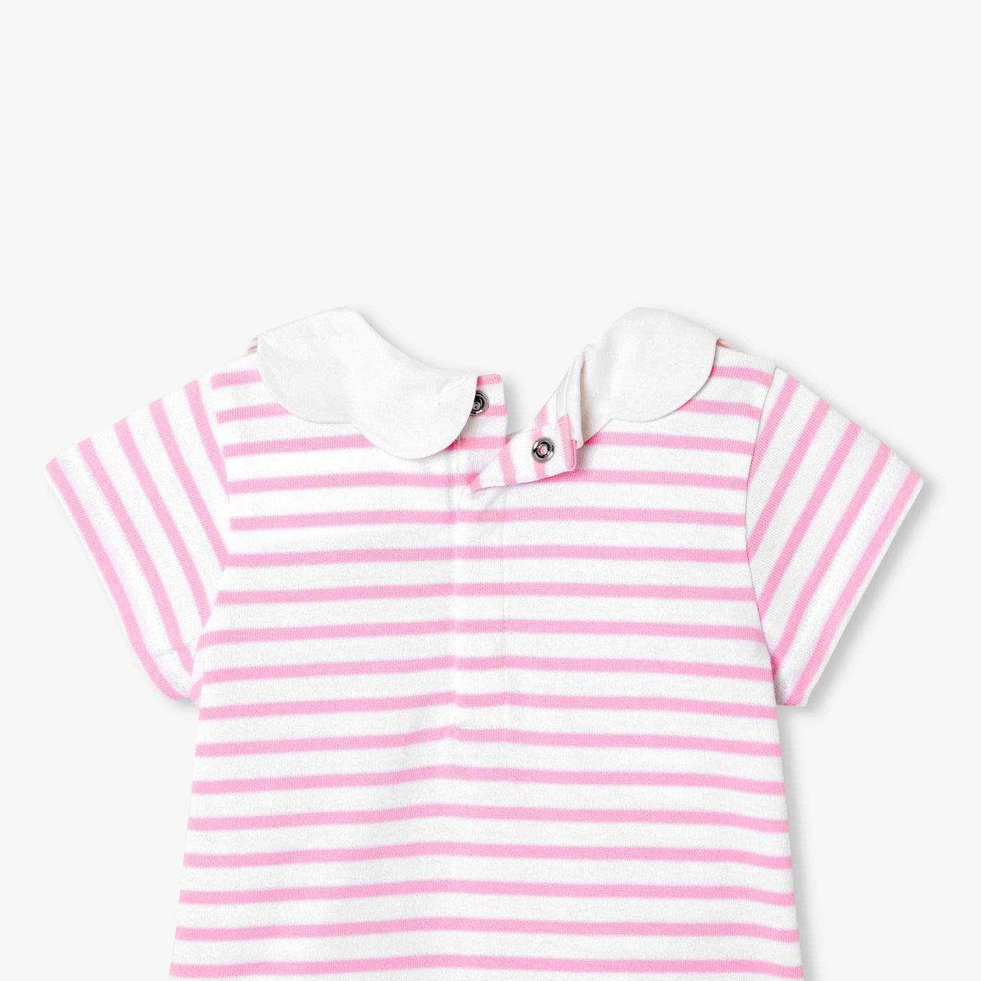 Baby girl cotton sailor top - blanc/rose