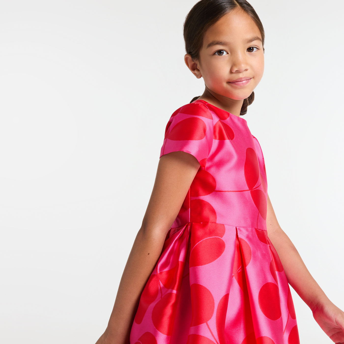 Girl jacquard dress - pink/red