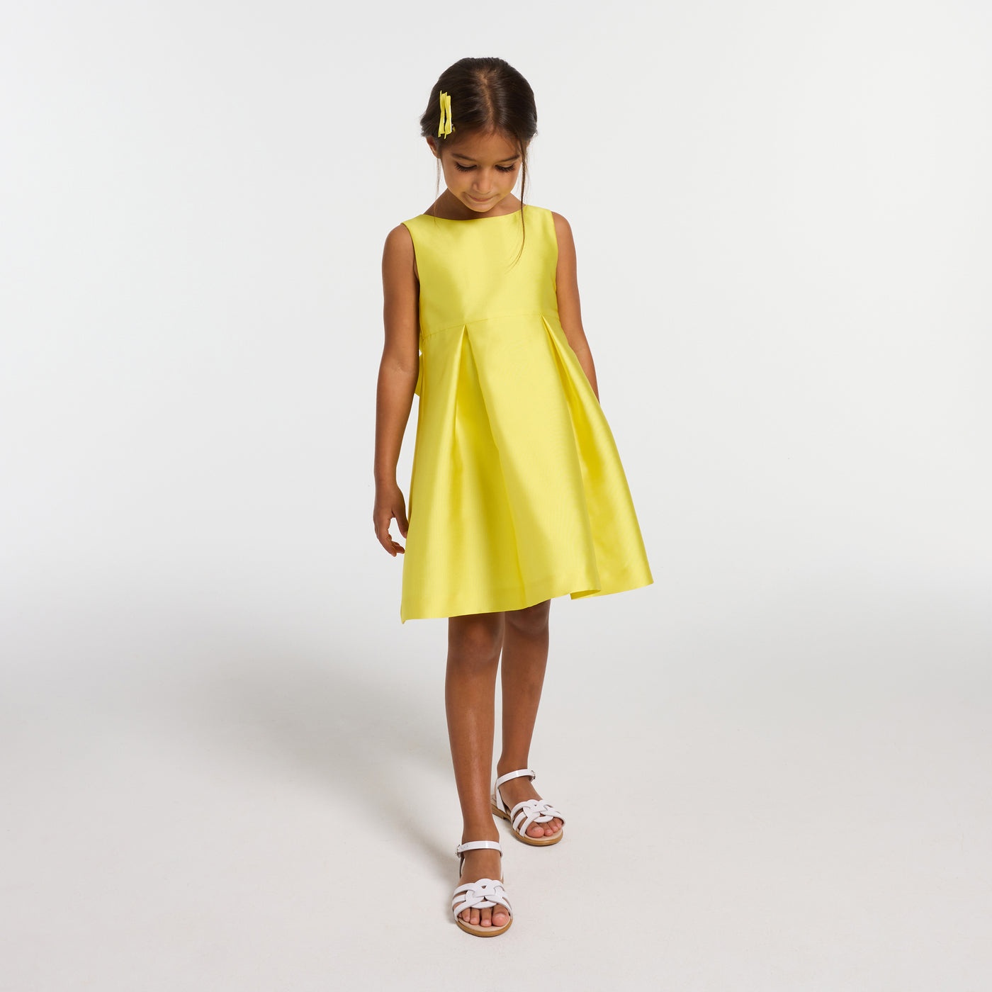 Girl ceremony dress in Mikado satin - jaune soleil