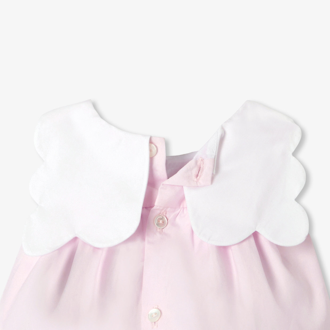 Baby girl dress in cotton poplin - rose/blanc