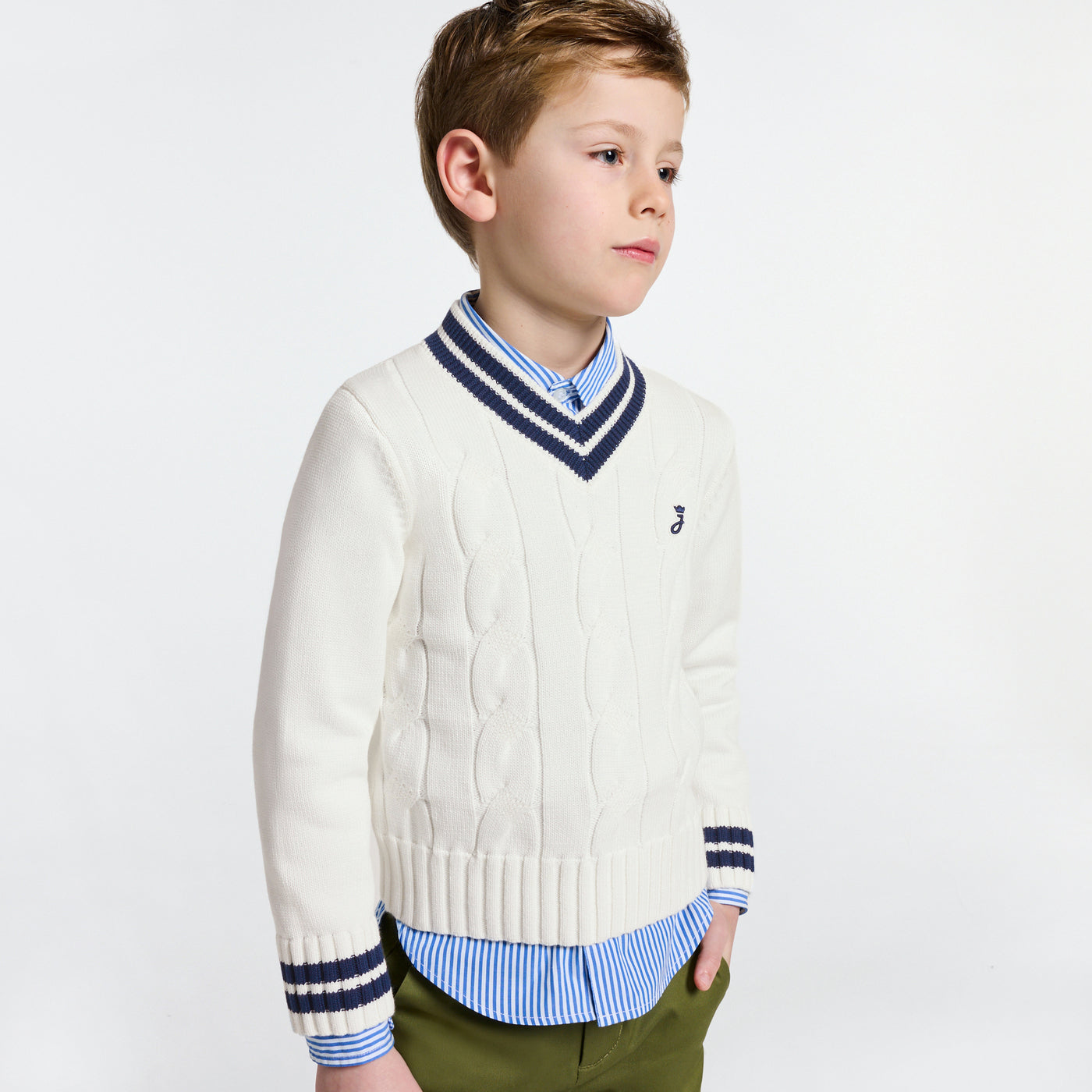 Child cable knit sweater - blanc doux jacadi