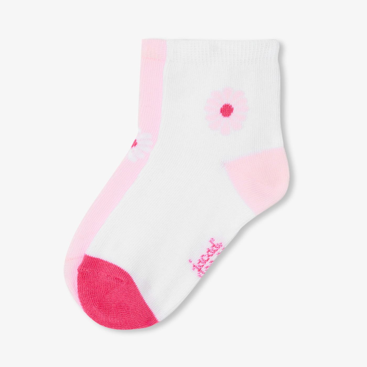 Girl pair of low-cut socks - blanc/rose