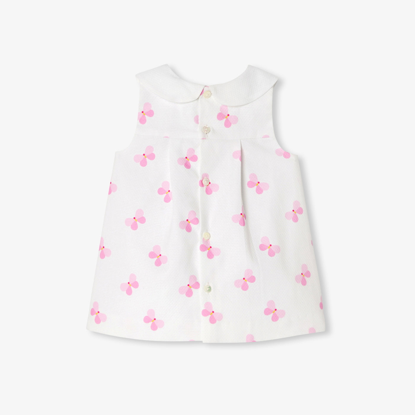 Baby girl pinafore dress in cotton piqué - blanc/multico