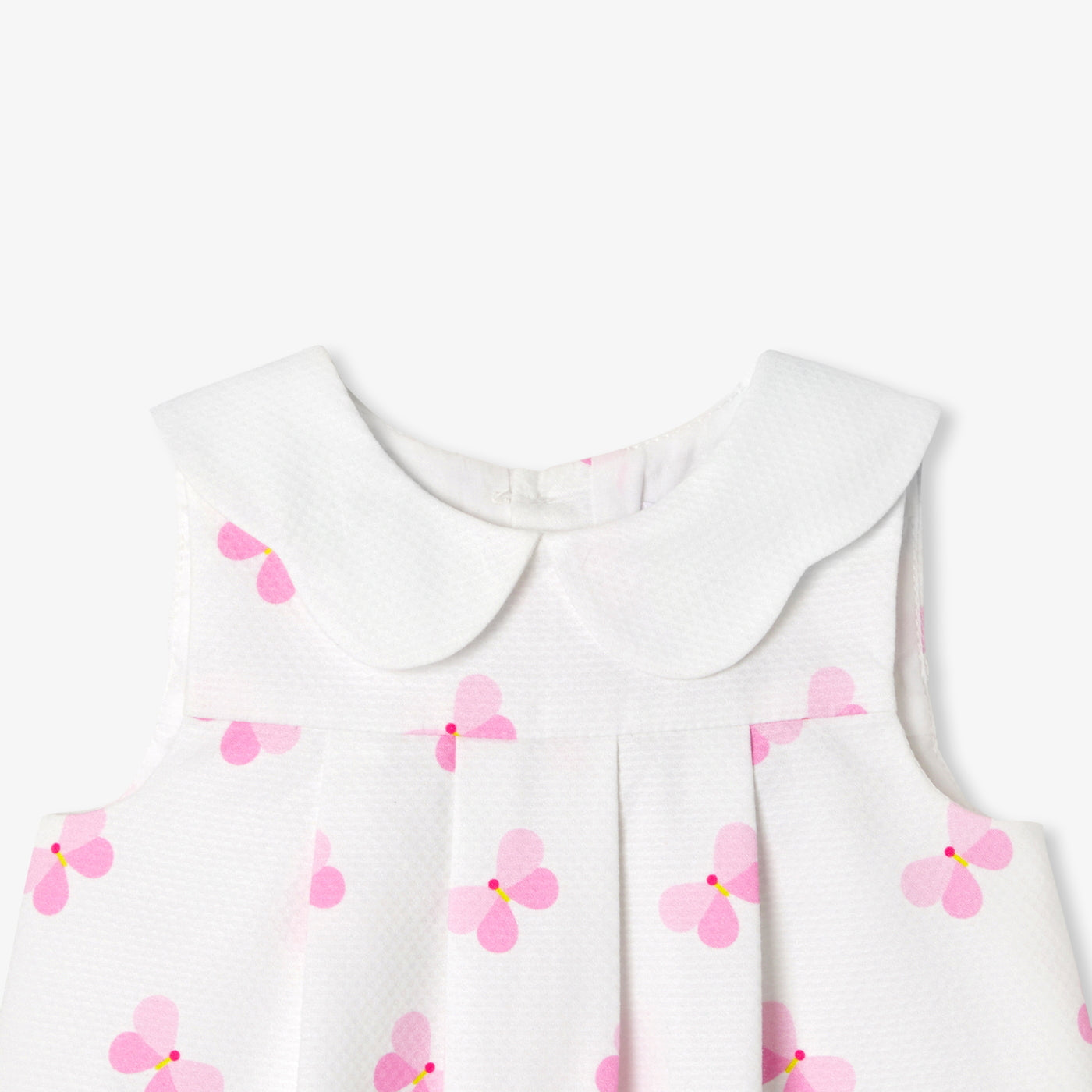 Baby girl pinafore dress in cotton piqué - blanc/multico
