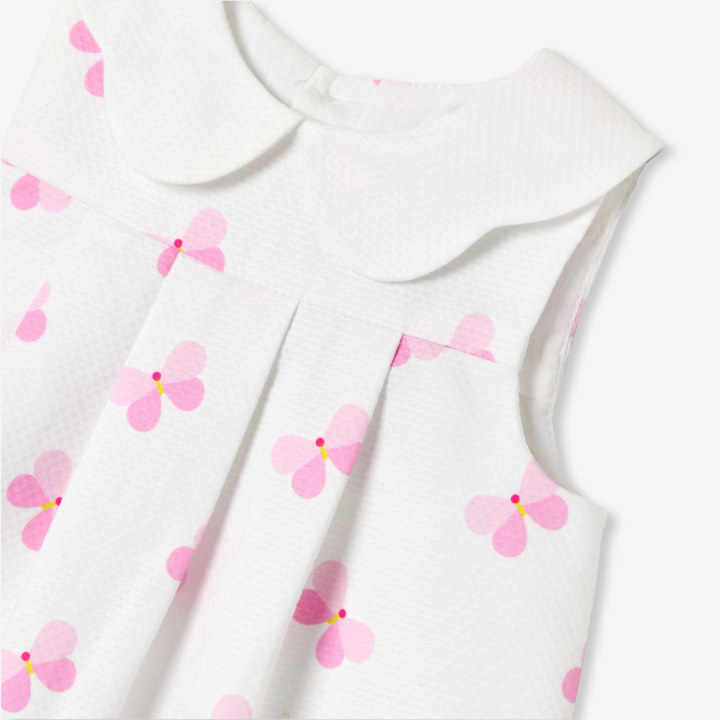 Baby girl pinafore dress in cotton piqué - blanc/multico