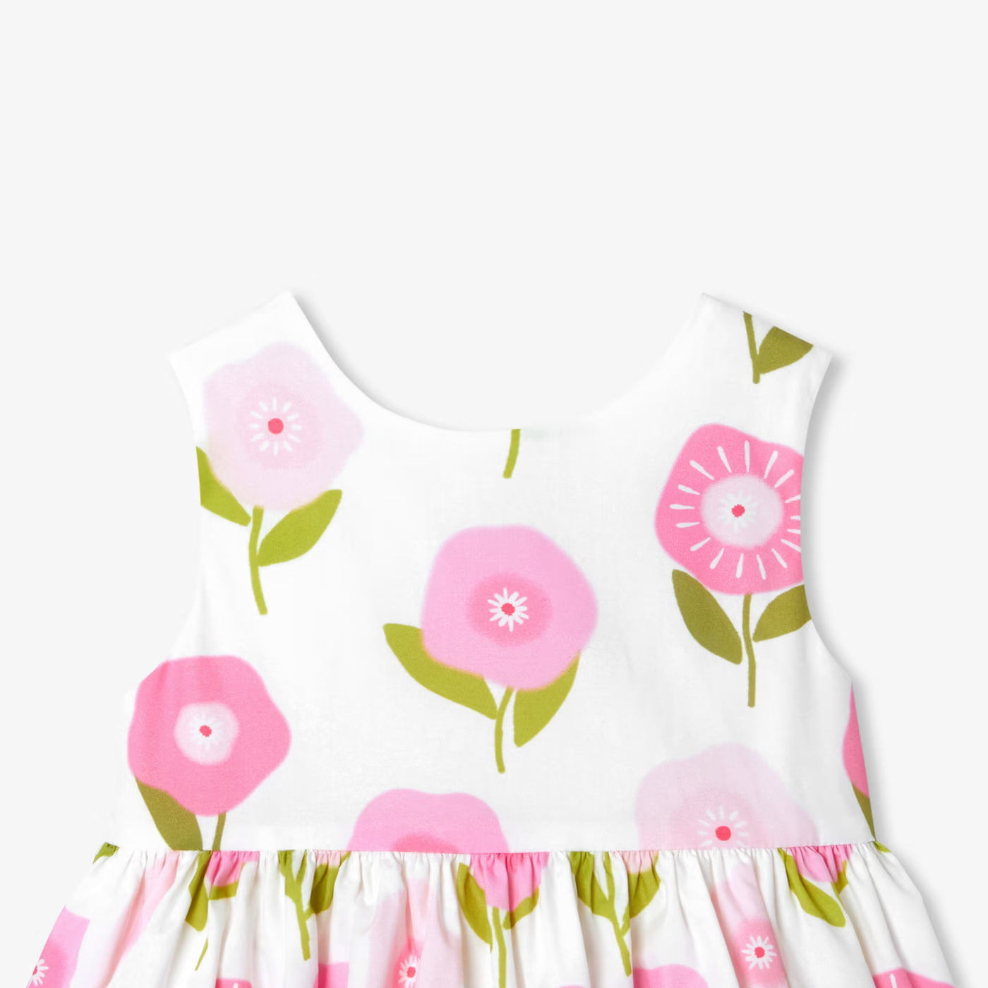 Baby girl sleeveless cotton dress - rose/multico