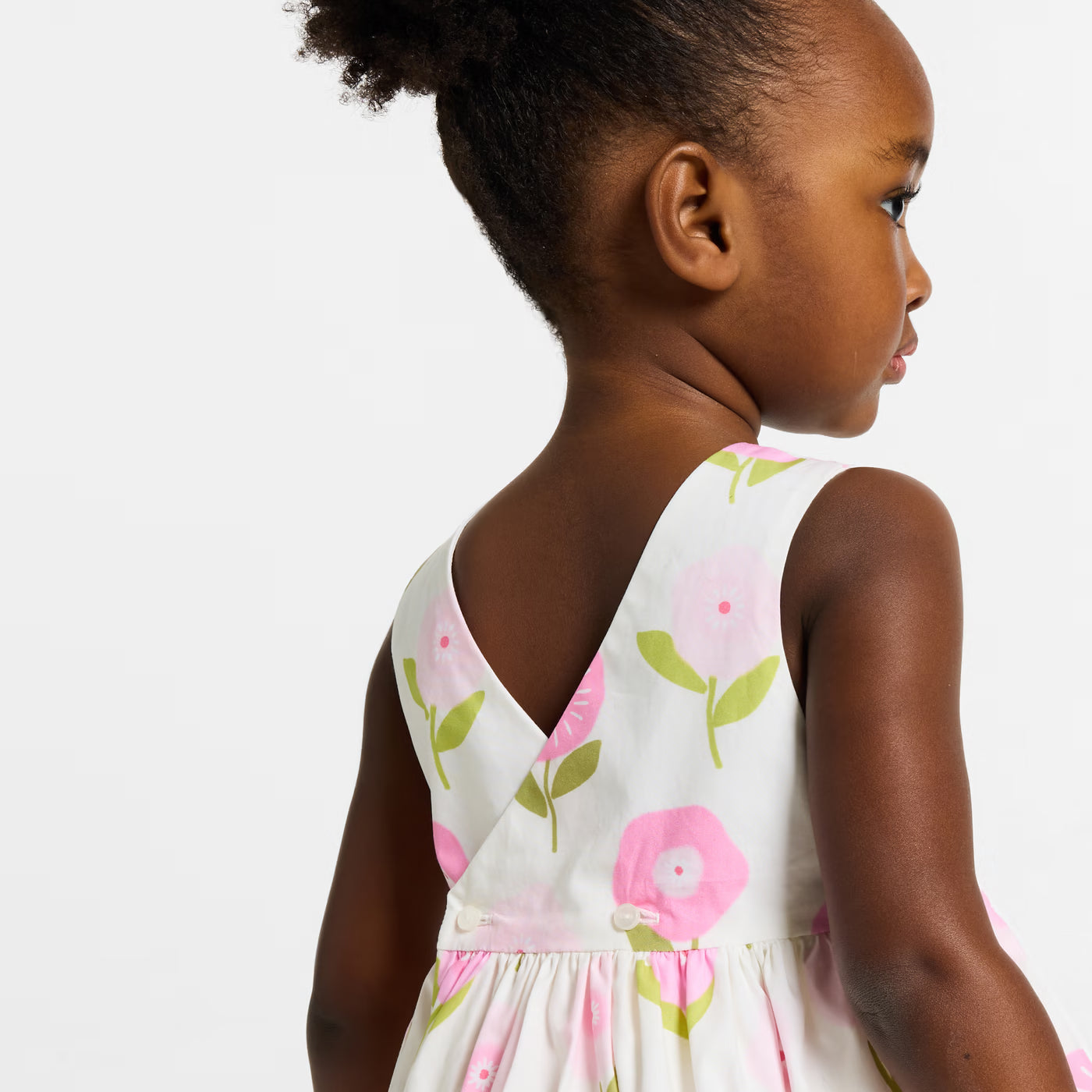 Baby girl sleeveless cotton dress - rose/multico