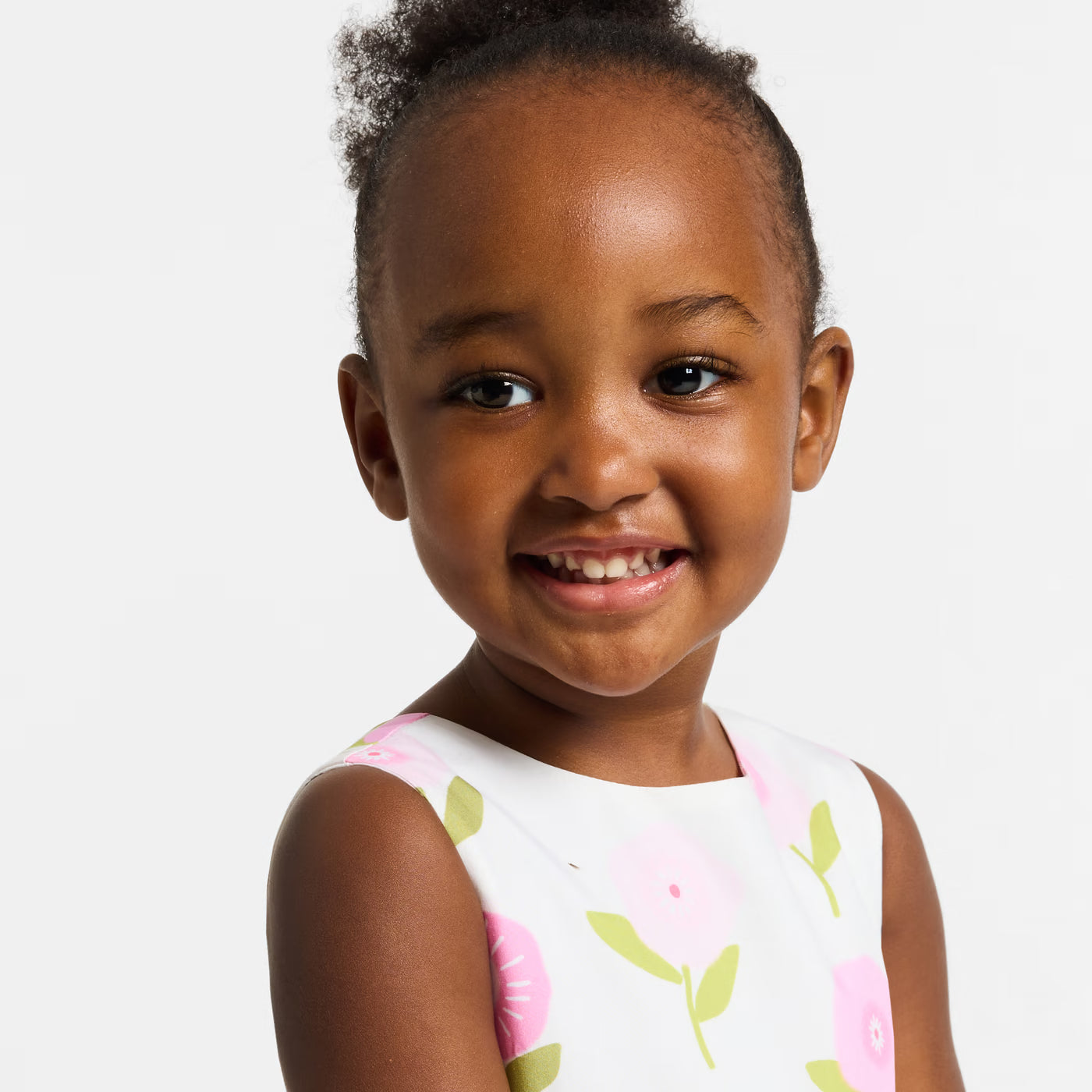Baby girl sleeveless cotton dress - rose/multico