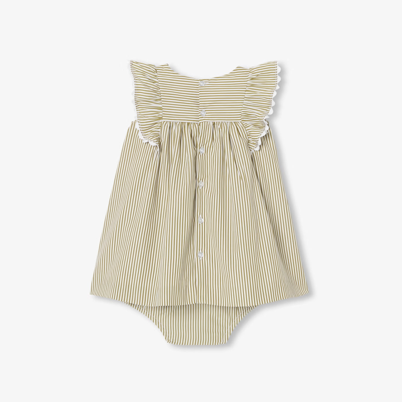 Baby girl dress in striped poplin - blanc/vert