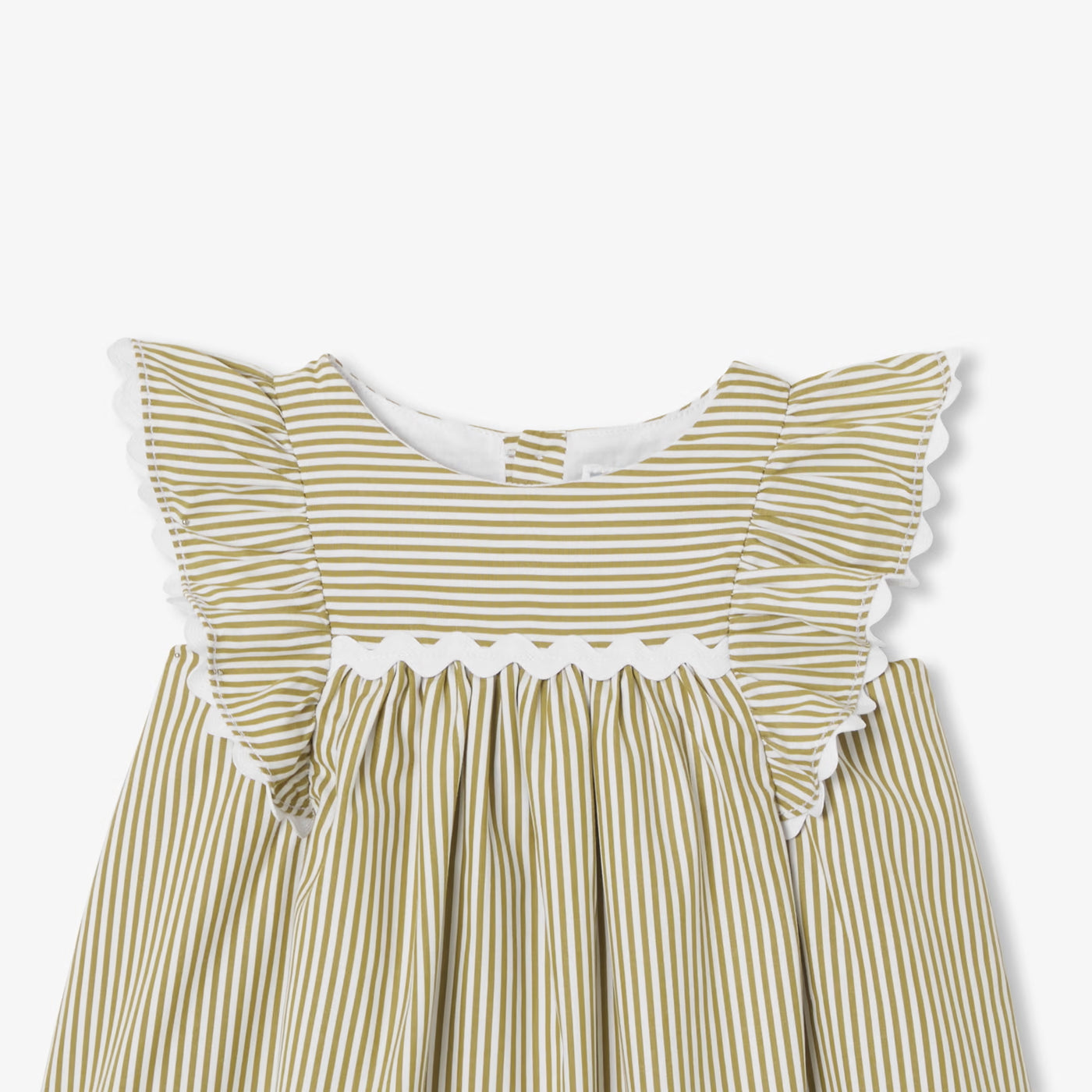 Baby girl dress in striped poplin - blanc/vert