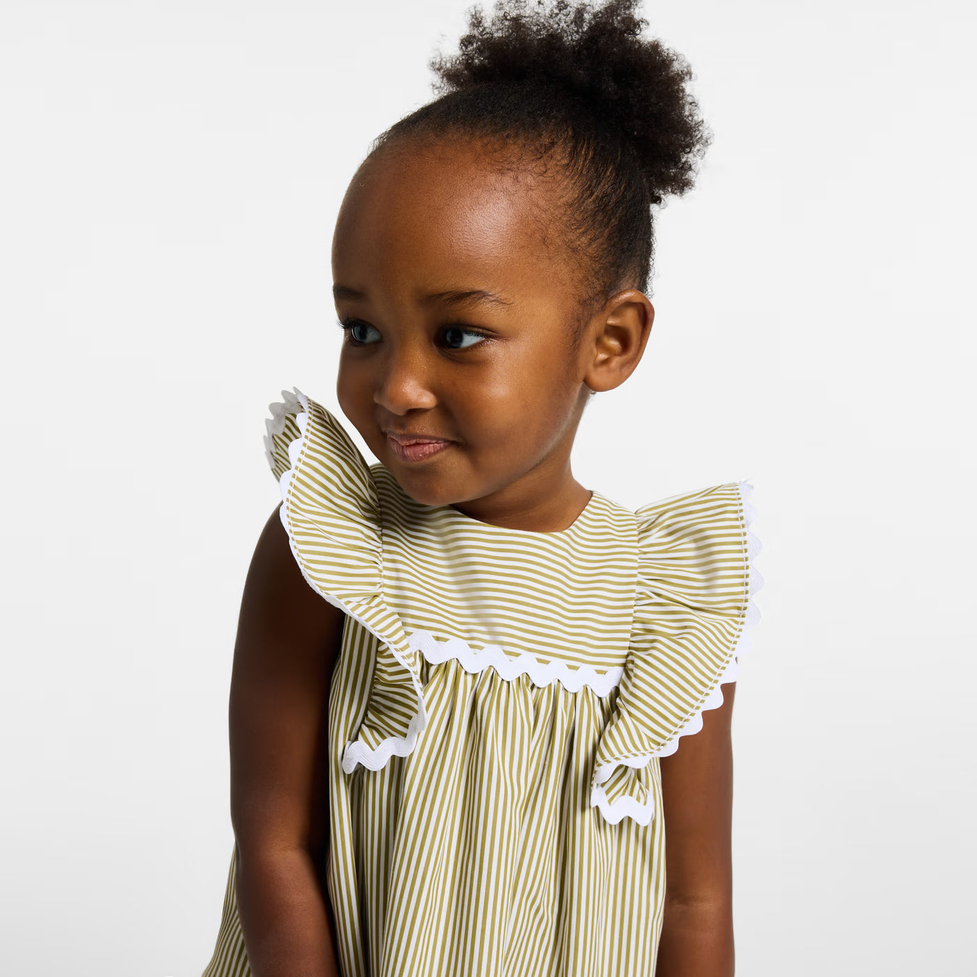 Baby girl dress in striped poplin - blanc/vert