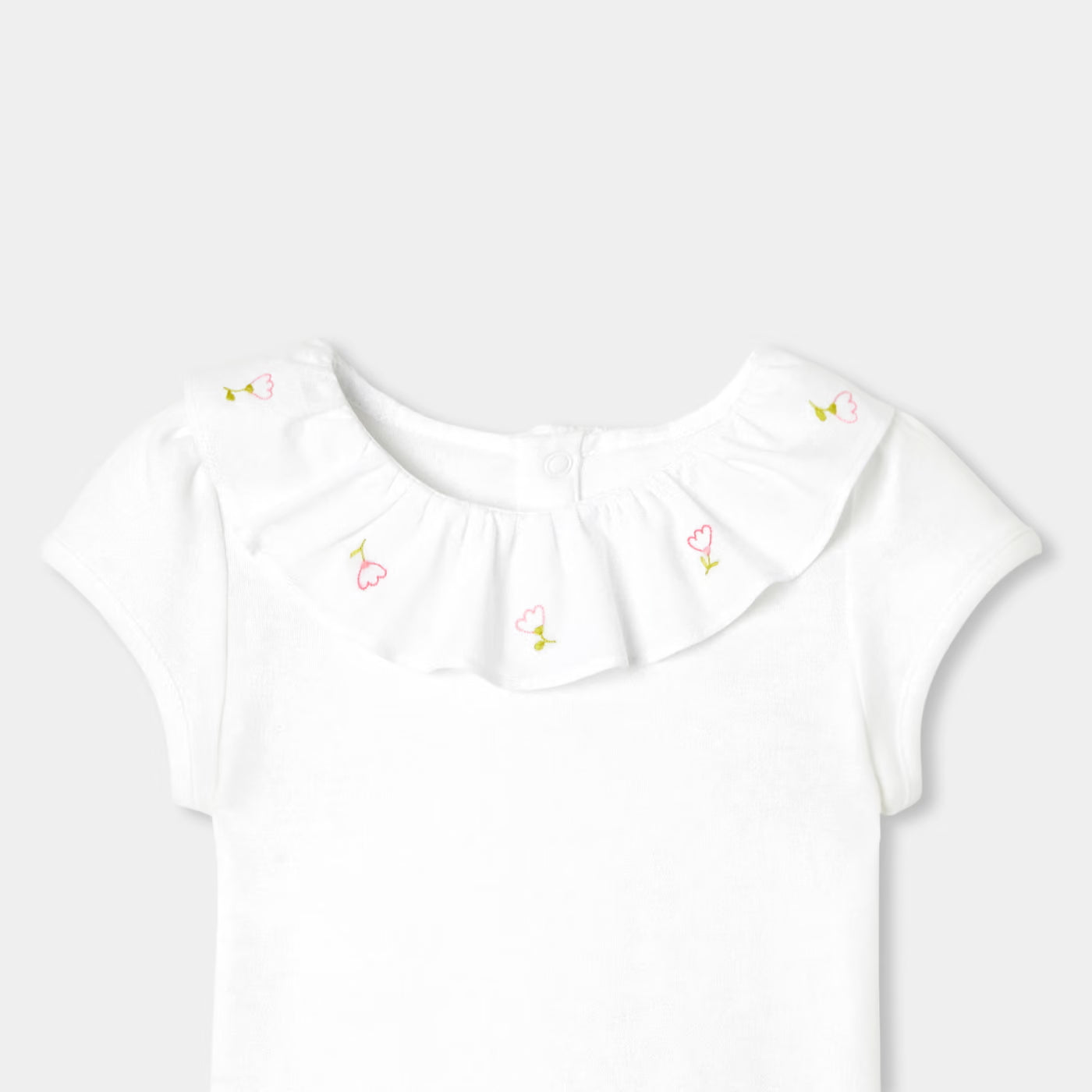 Baby girl short-sleeved cotton bodysuit - blanc jacadi