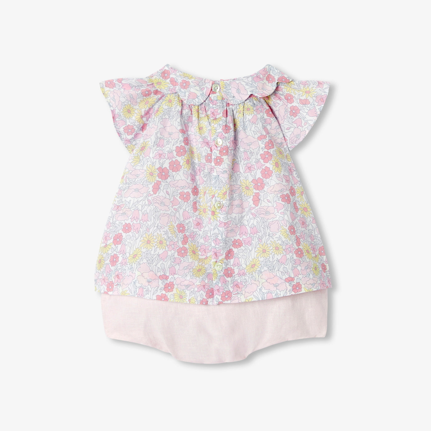 Baby girl ensemble in Liberty fabric and linen - multico