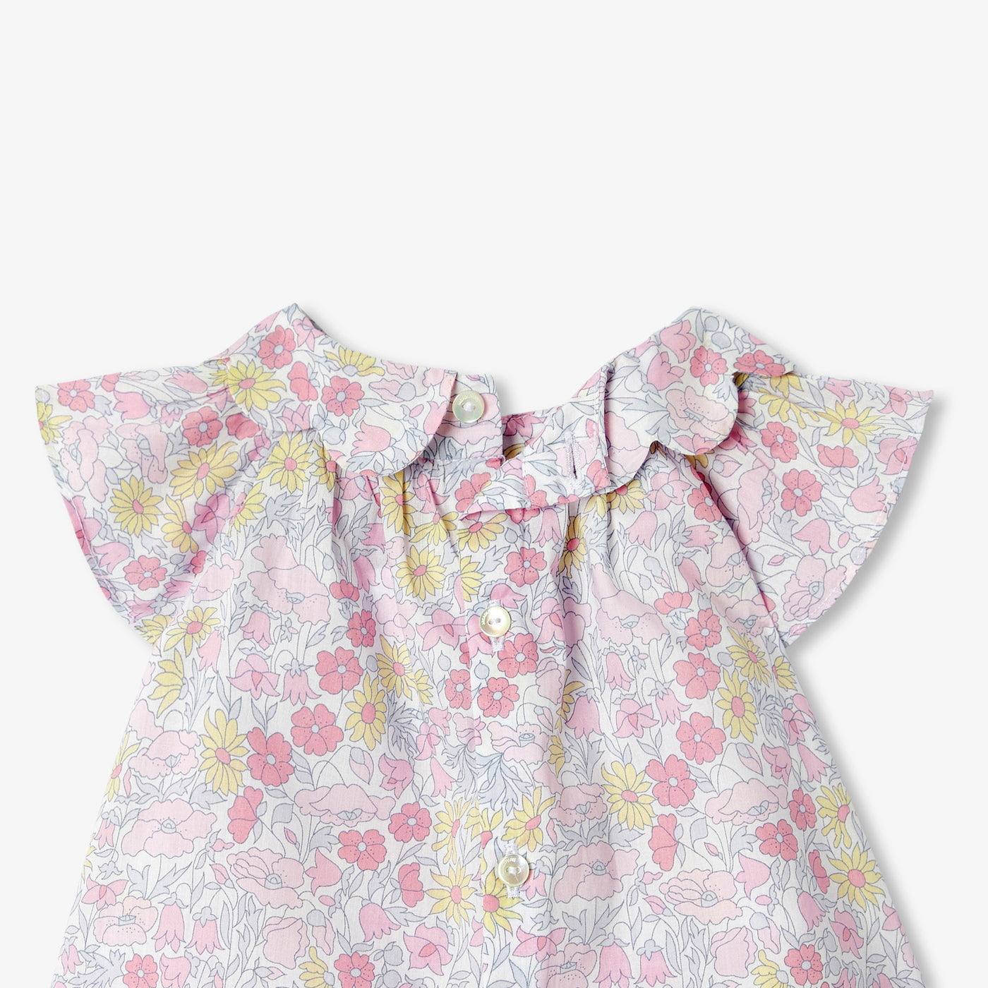 Baby girl ensemble in Liberty fabric and linen - multico