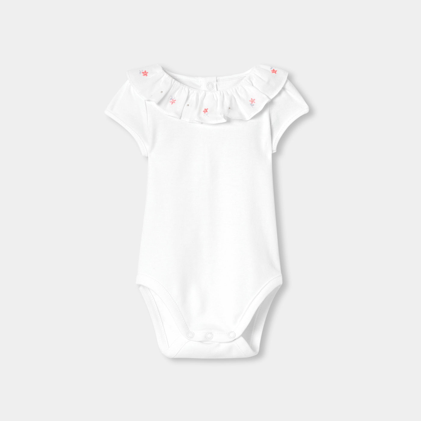 Baby girl short-sleeved interlock cotton bodysuit - blanc jacadi