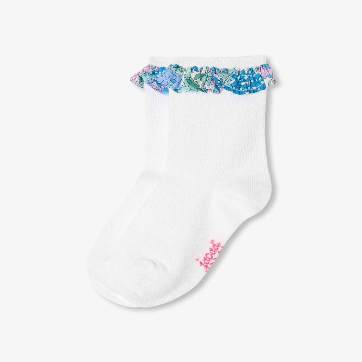 Girl socks with Liberty fabric ruffles - bleu/multico