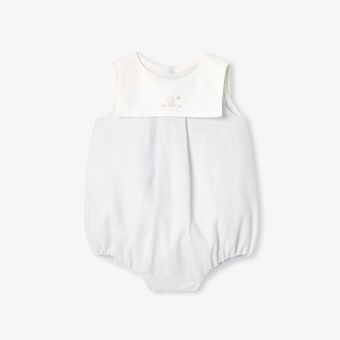 Baby boy linen romper - gris/blanc