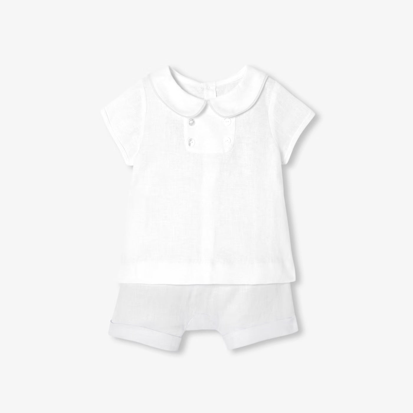 Baby boy linen set - blanc/gris