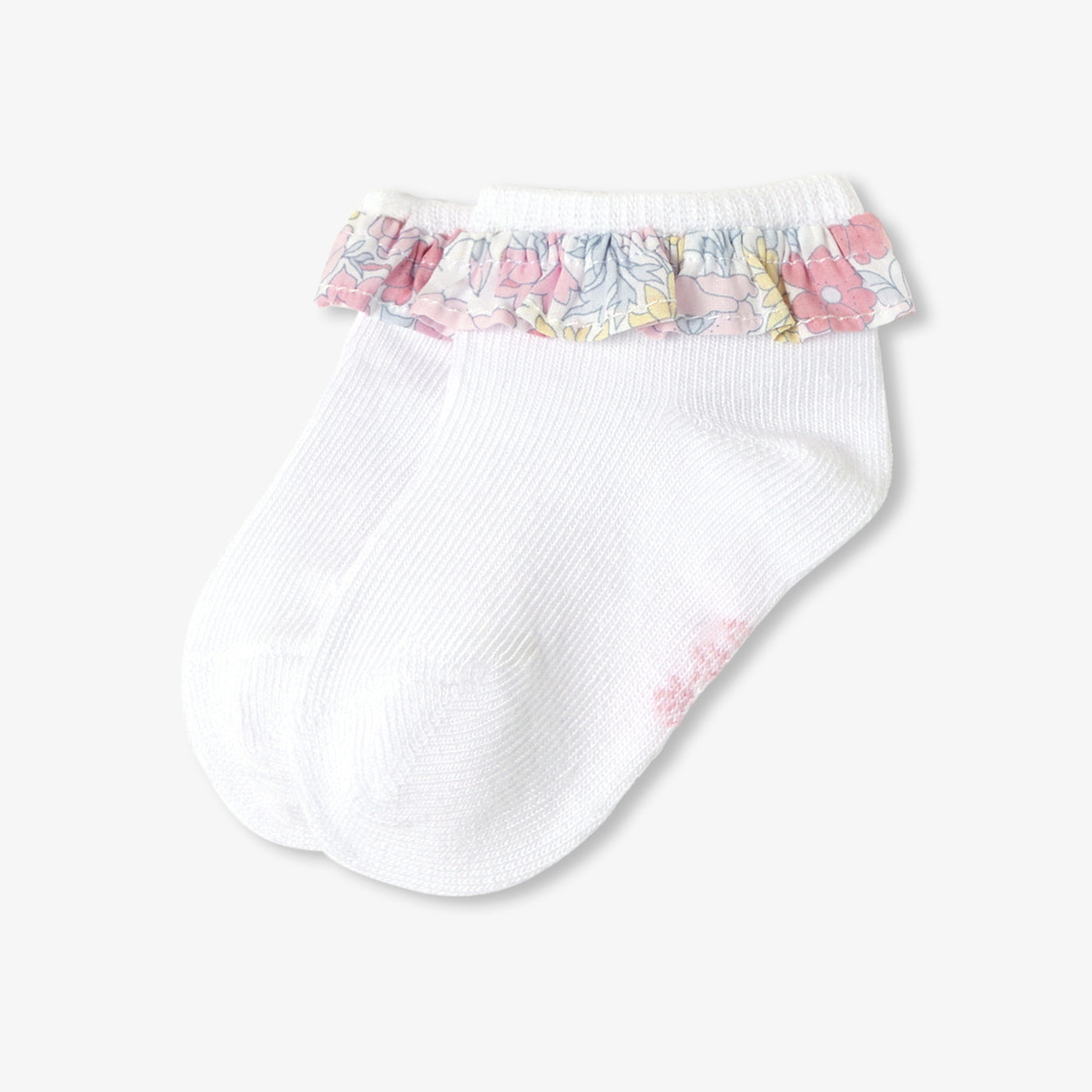 Baby girl socks with ruffles - rose/gris