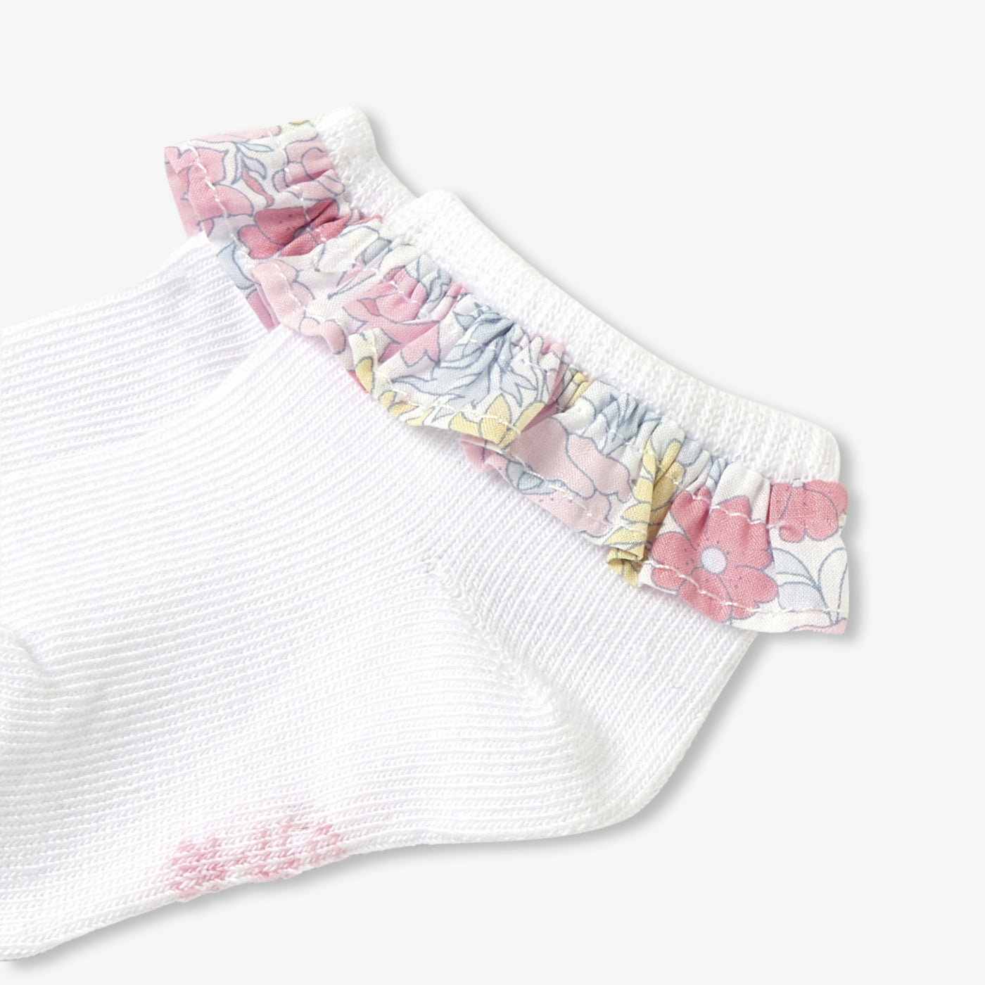 Baby girl socks with ruffles - rose/gris