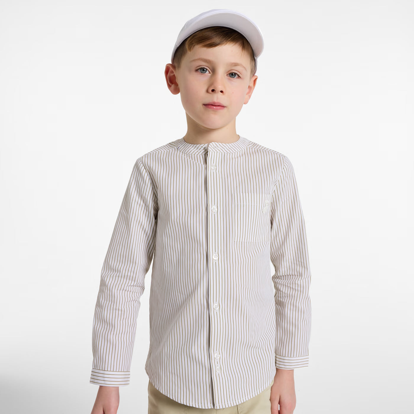 Boy striped poplin shirt - blanc/vert