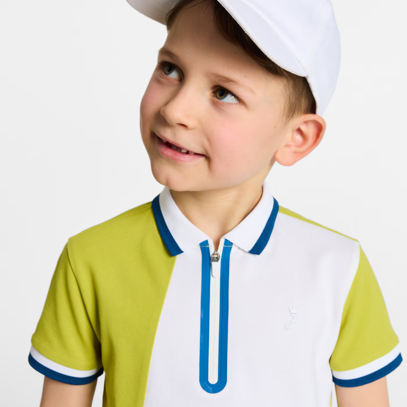Boy cotton piqué polo shirt - blanc/vert
