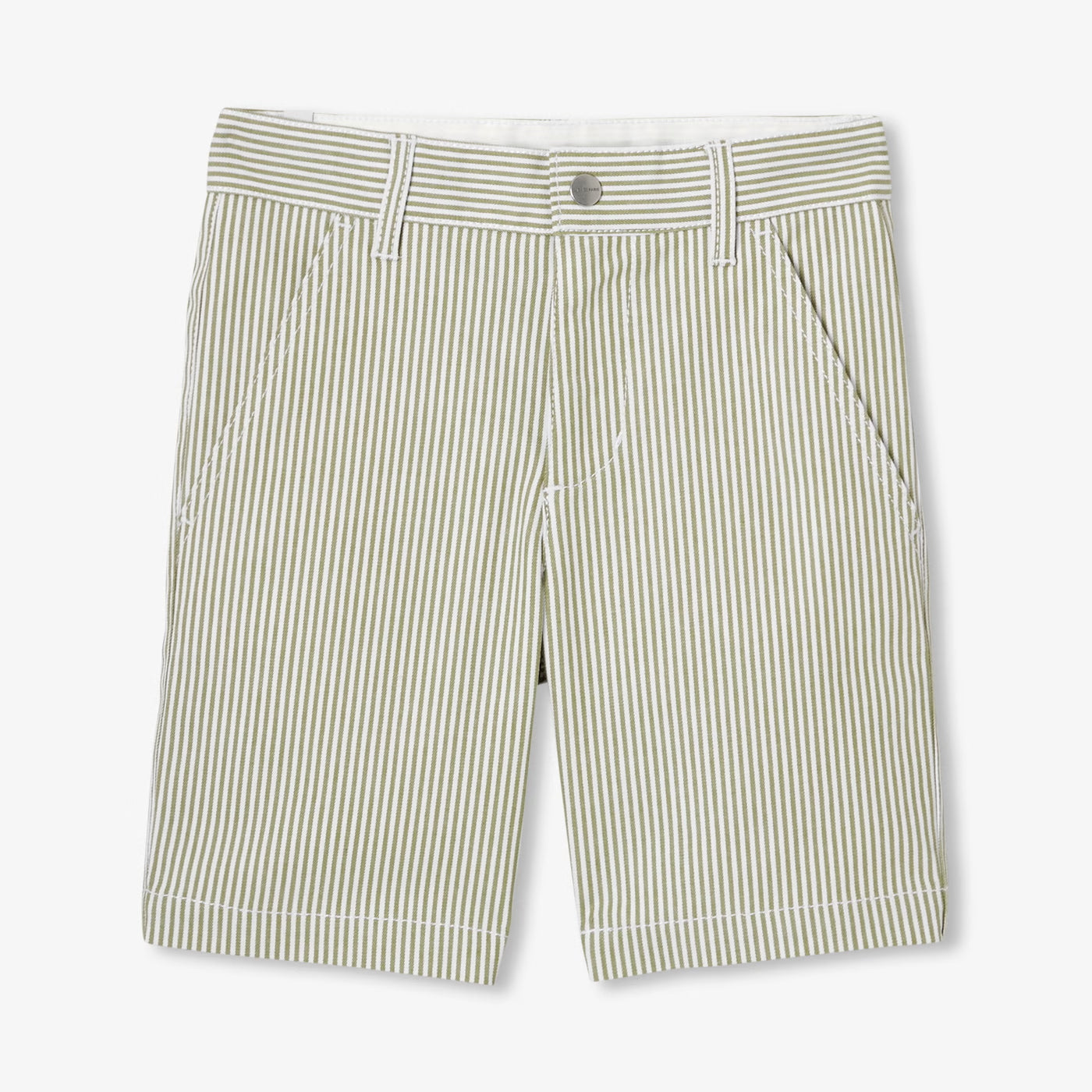 Boy striped twill Bermuda shorts - blanc/vert