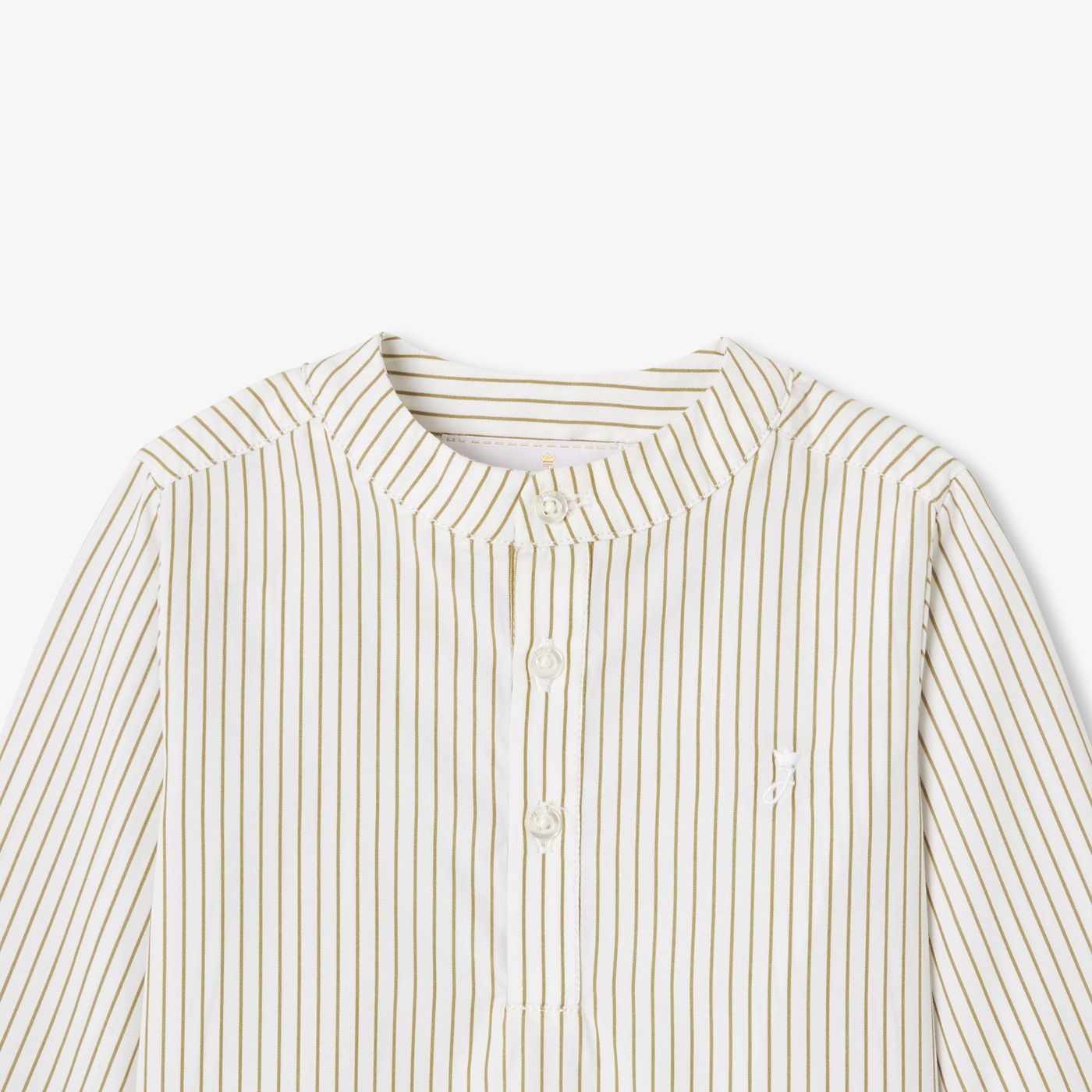 Baby boy striped cotton shirt - blanc/vert