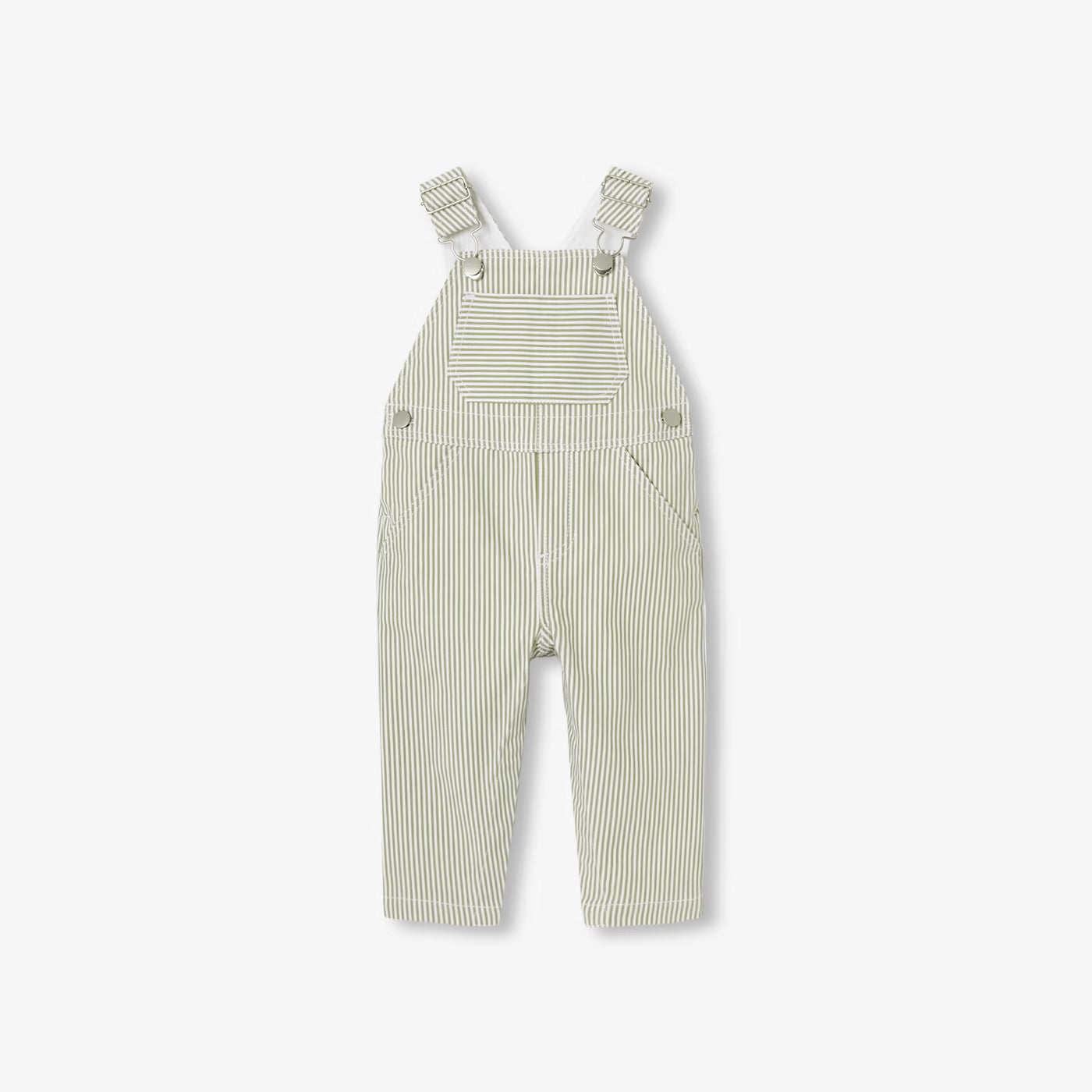 Baby boy dungarees in striped twill - blanc/vert