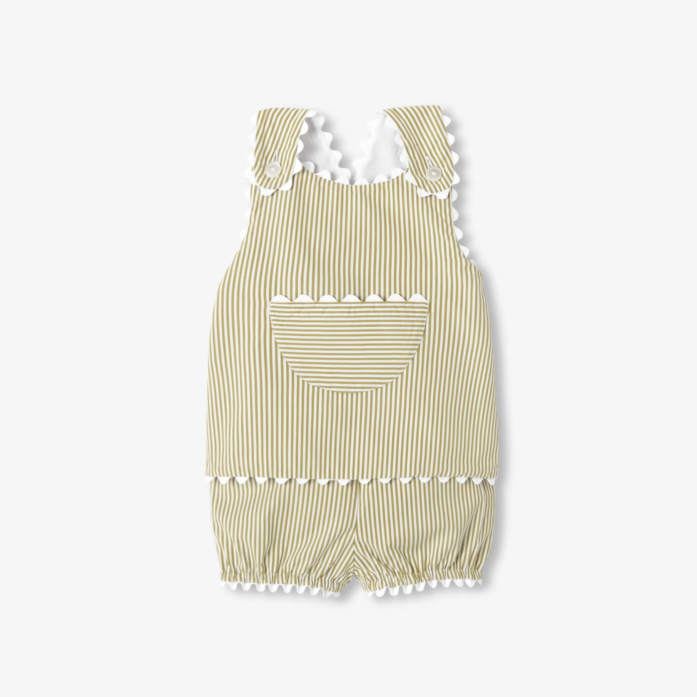 Baby girl striped cotton shorts set - blanc/vert
