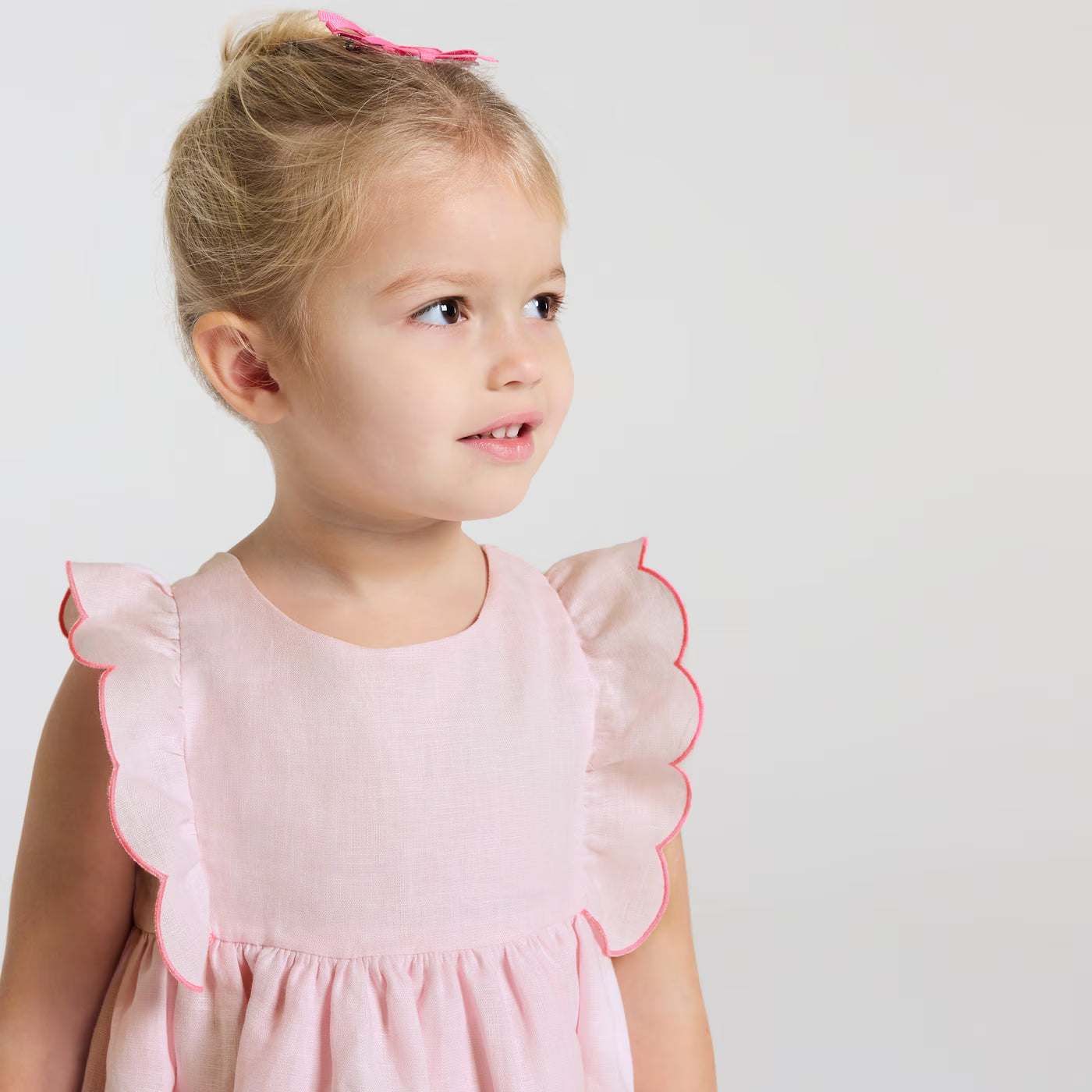 Baby girl linen dress - rose pale jacadi