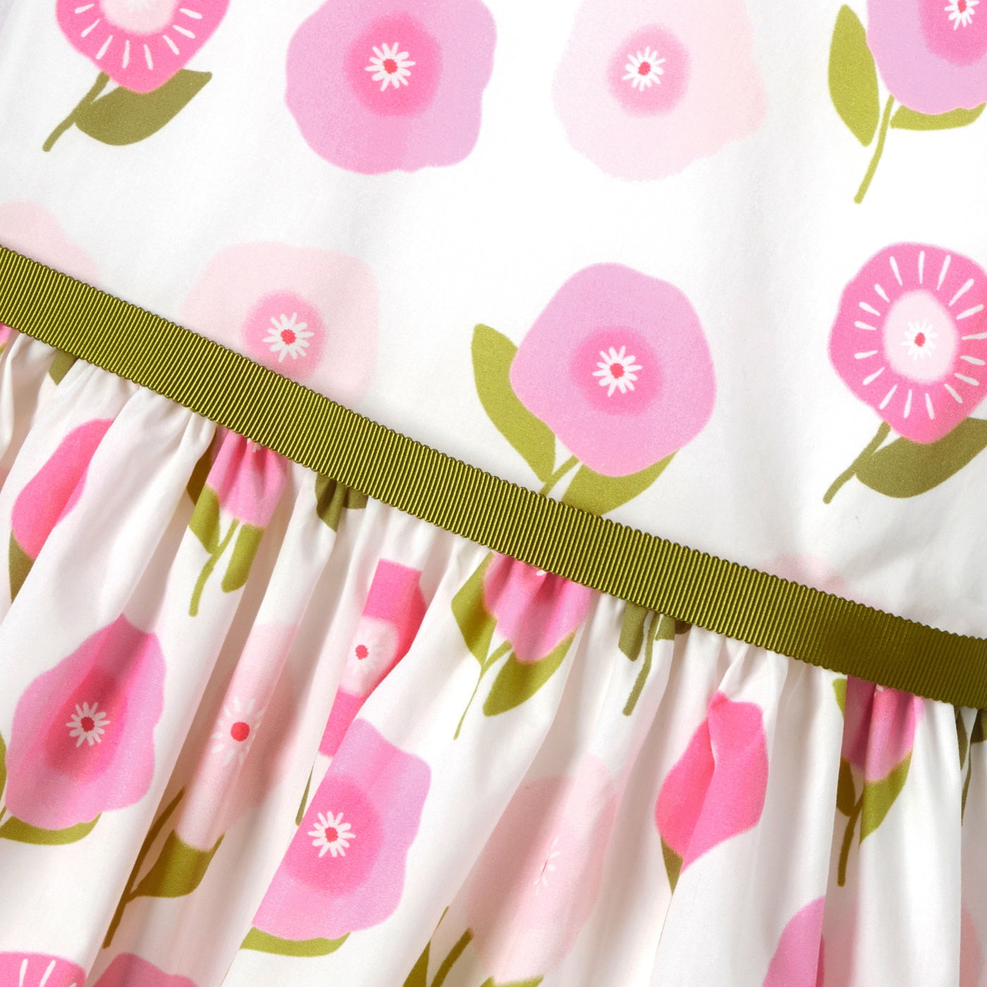 Girl floral print dress - rose/multico