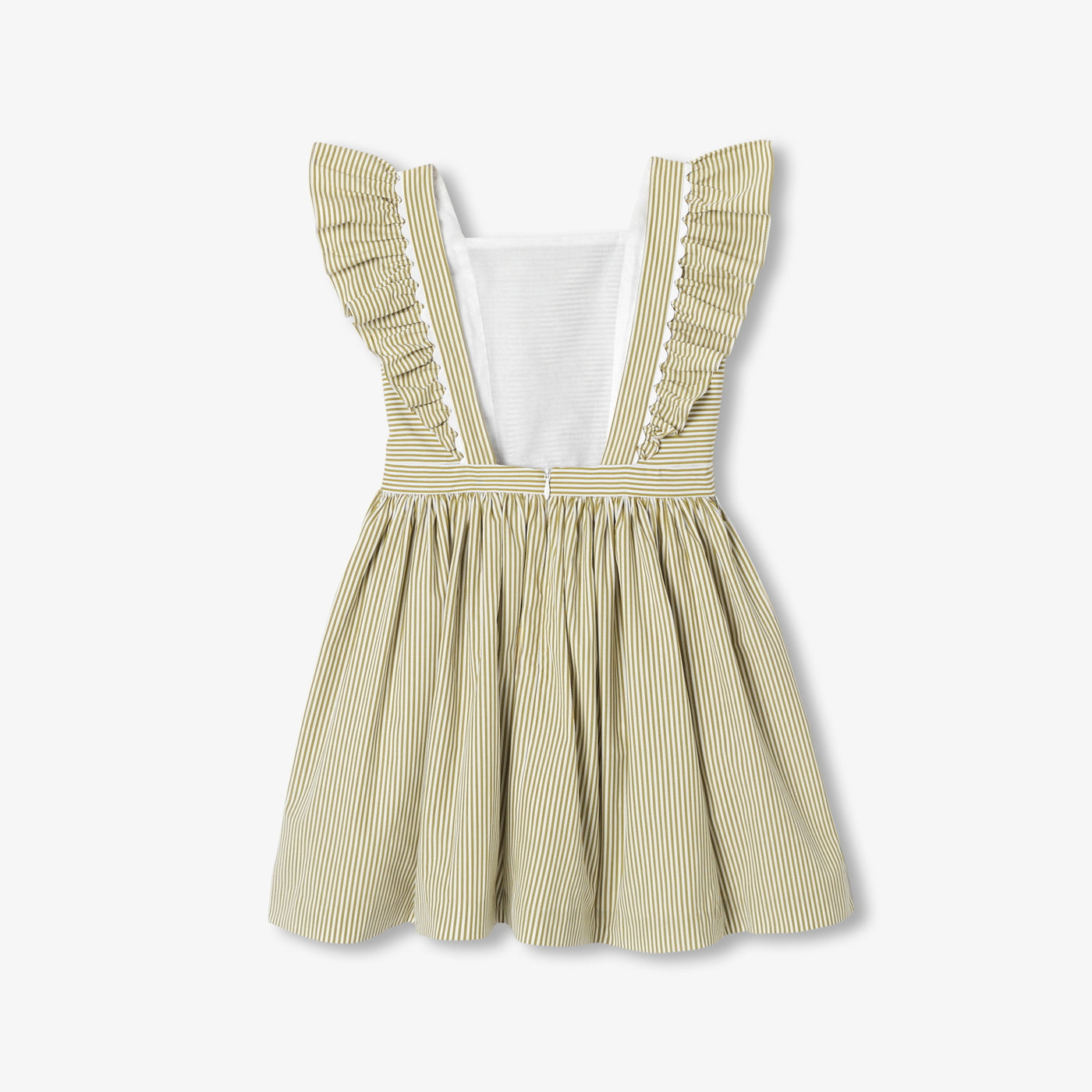 Girl striped poplin dress - blanc/vert