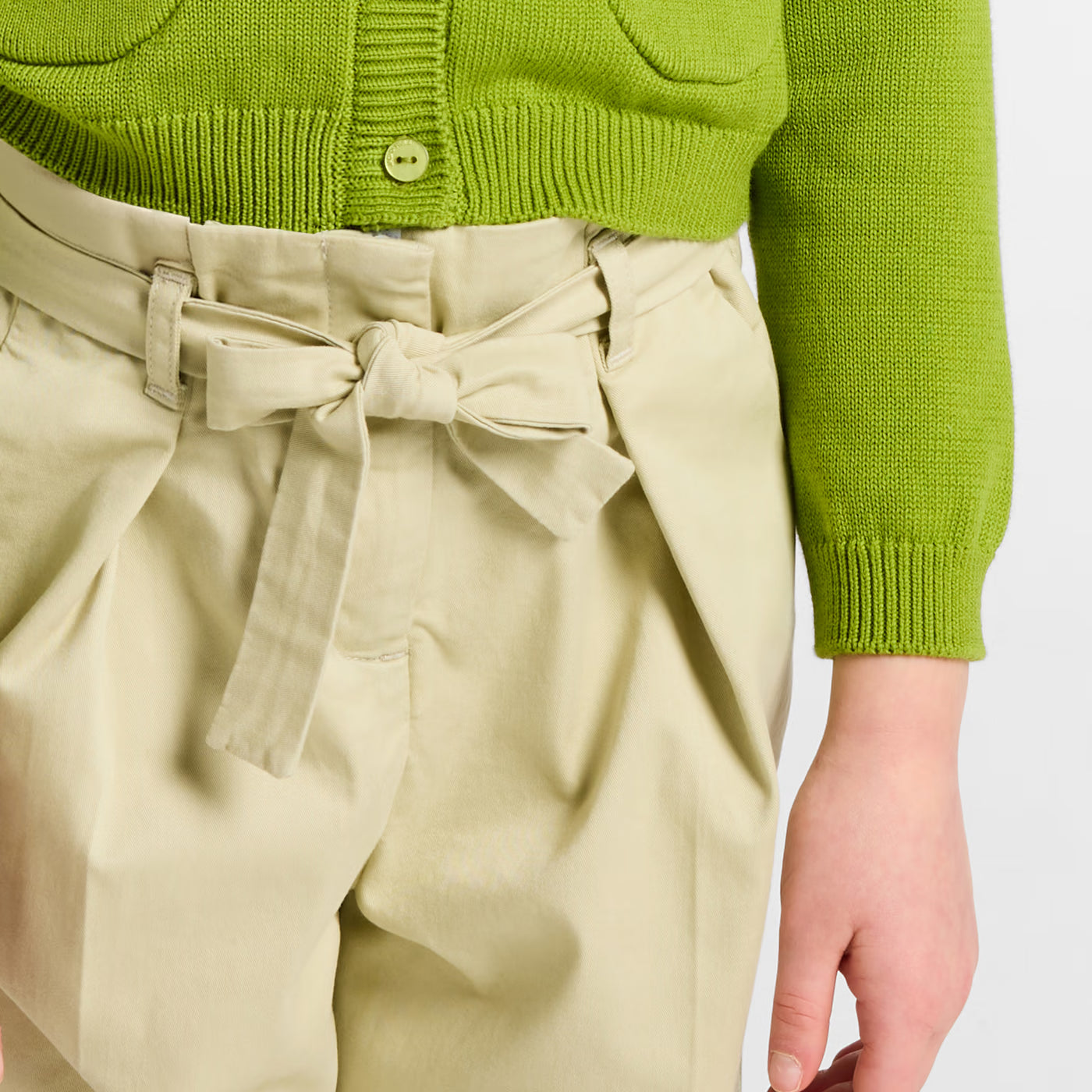 Girl lightweight twill trousers - tilleul