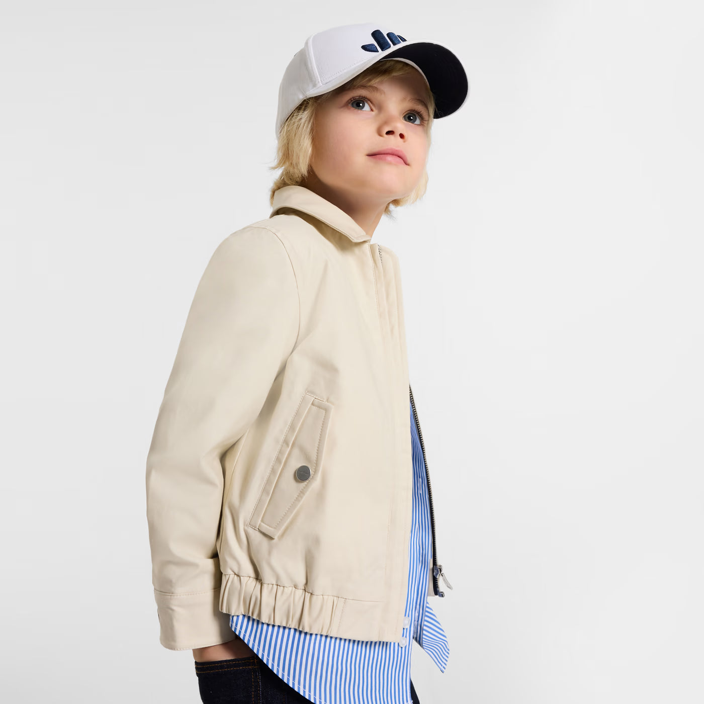 Child lightweight twill Harrington jacket - beige taupe
