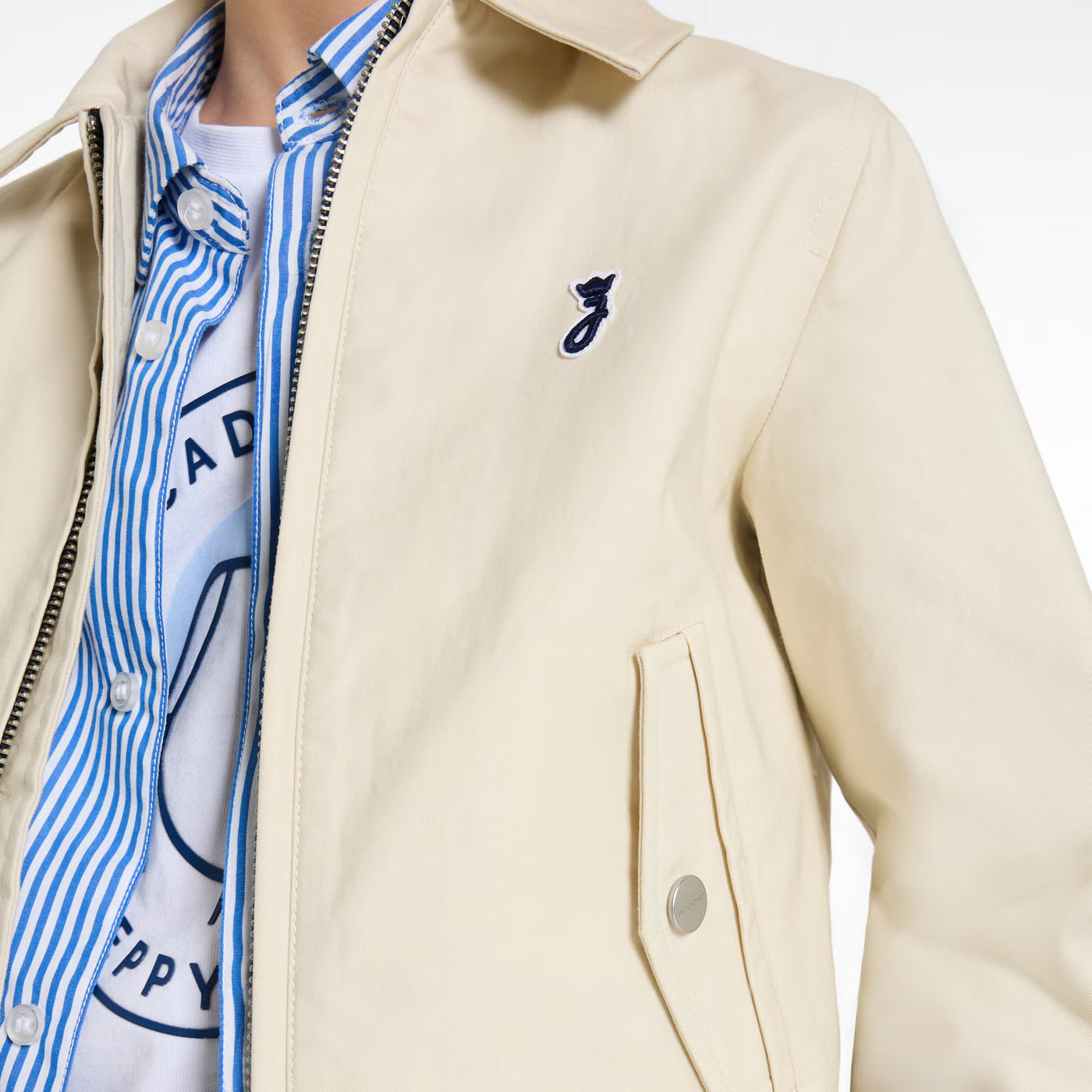 Child lightweight twill Harrington jacket - beige taupe