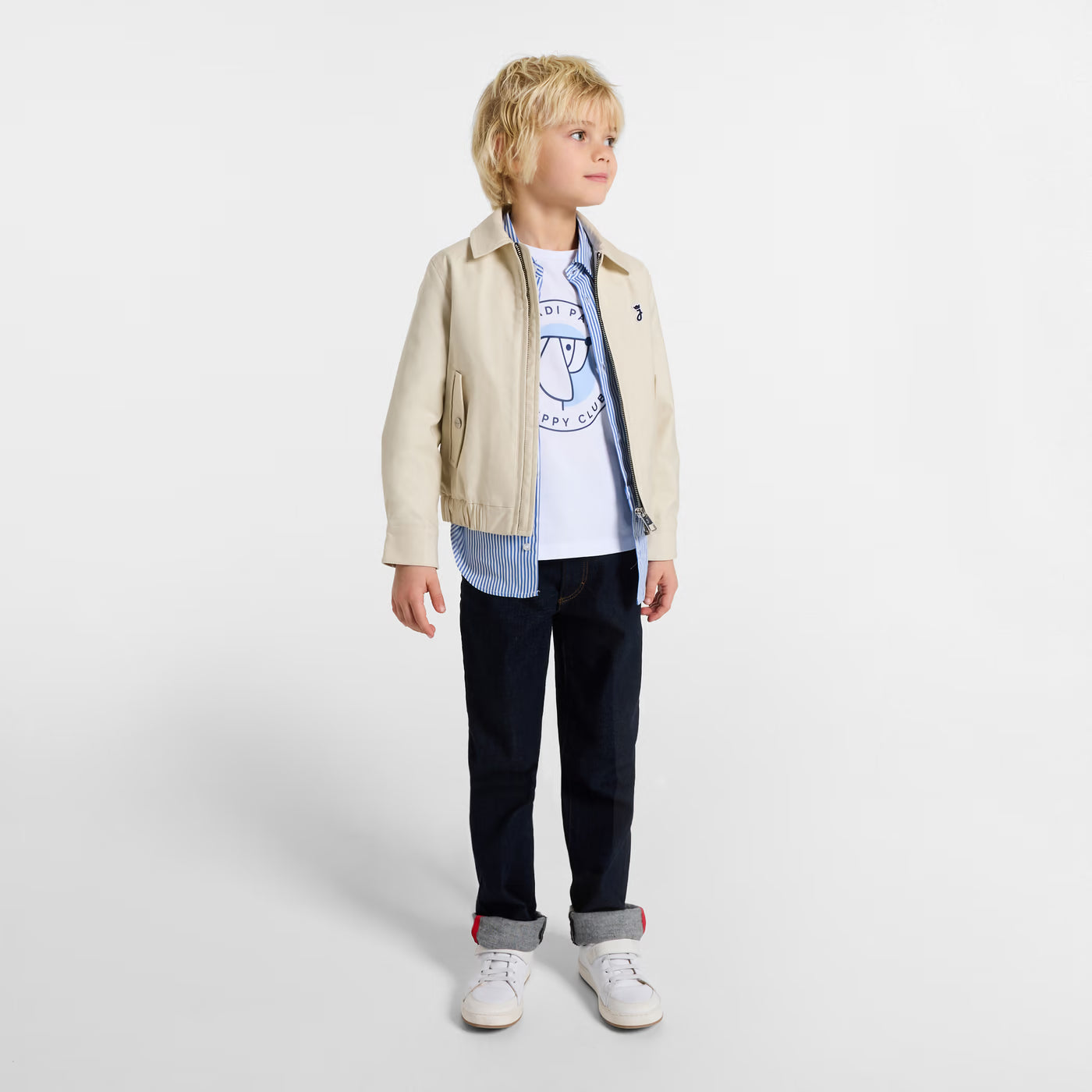 Child lightweight twill Harrington jacket - beige taupe