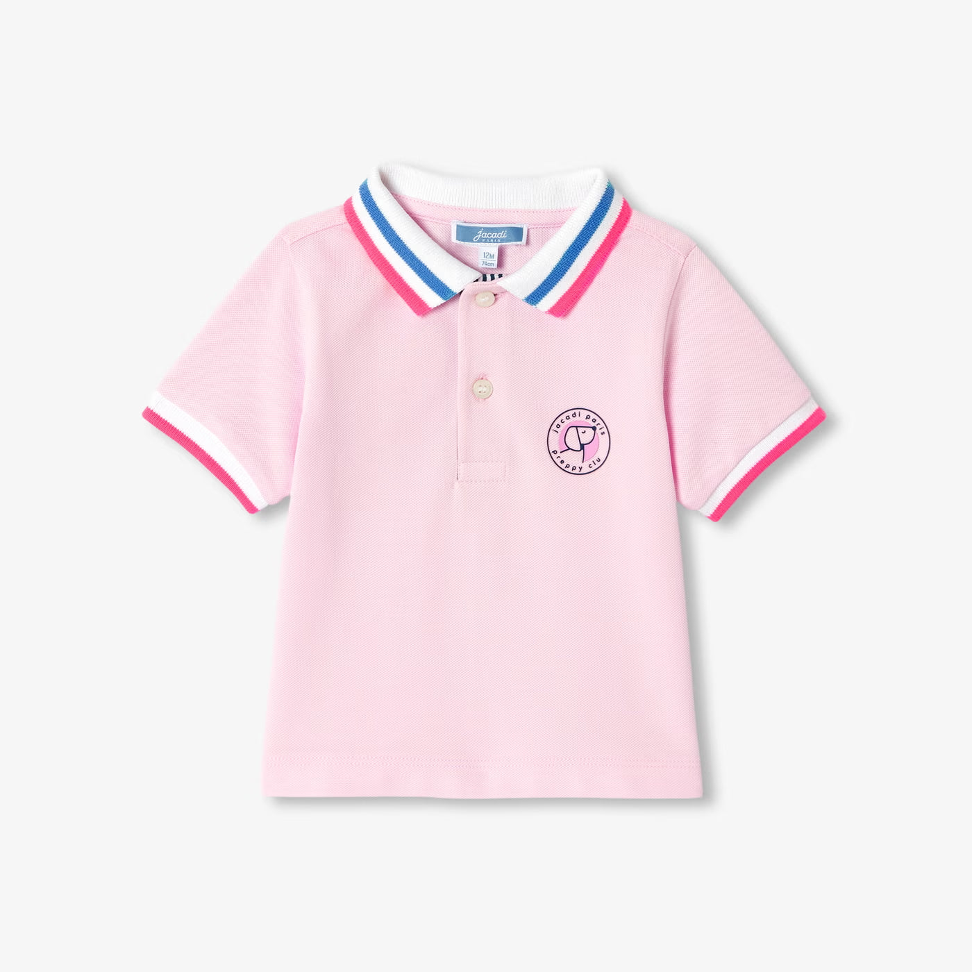 Baby boy short-sleeved polo shirt in cotton piqué - rose dragee