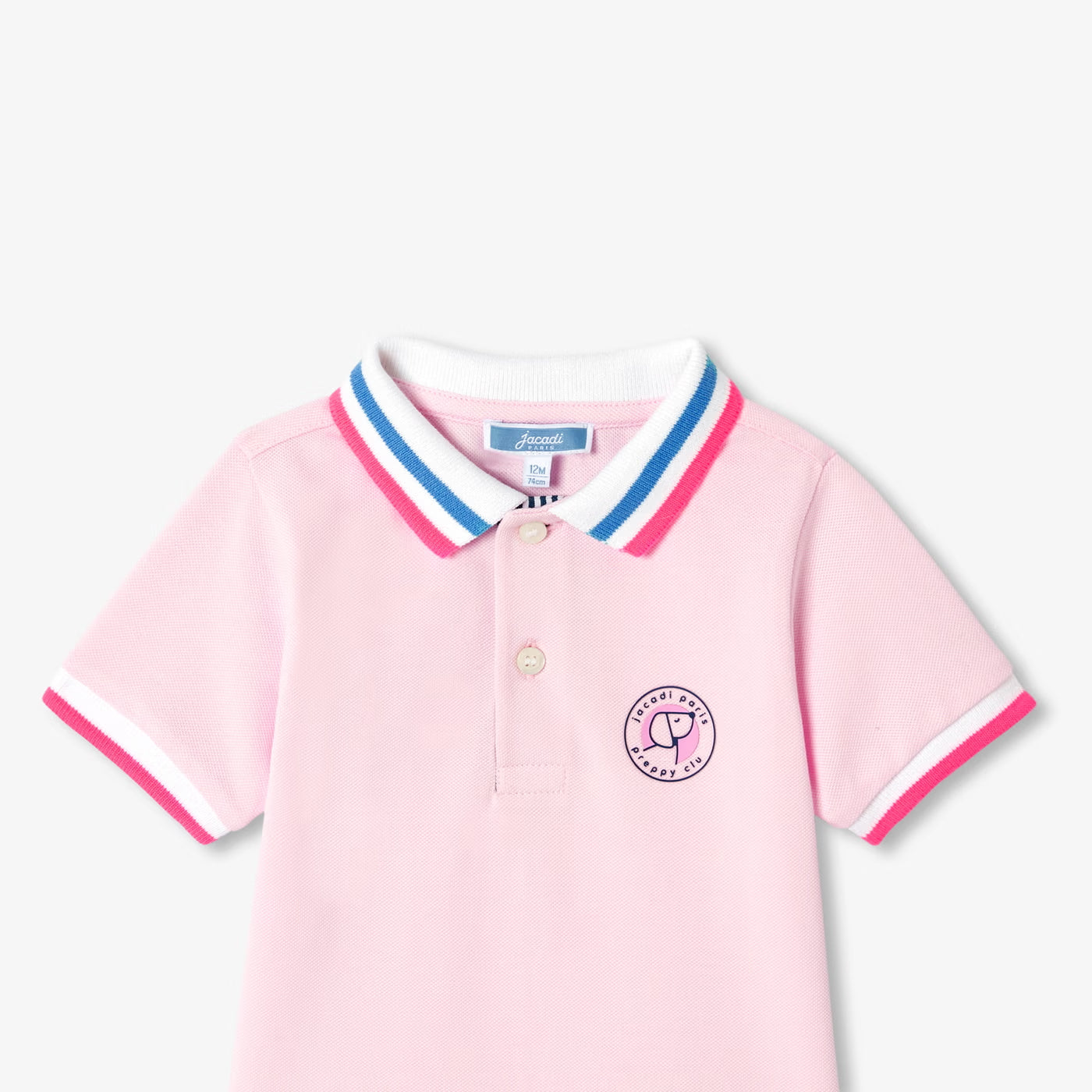 Baby boy short-sleeved polo shirt in cotton piqué - rose dragee