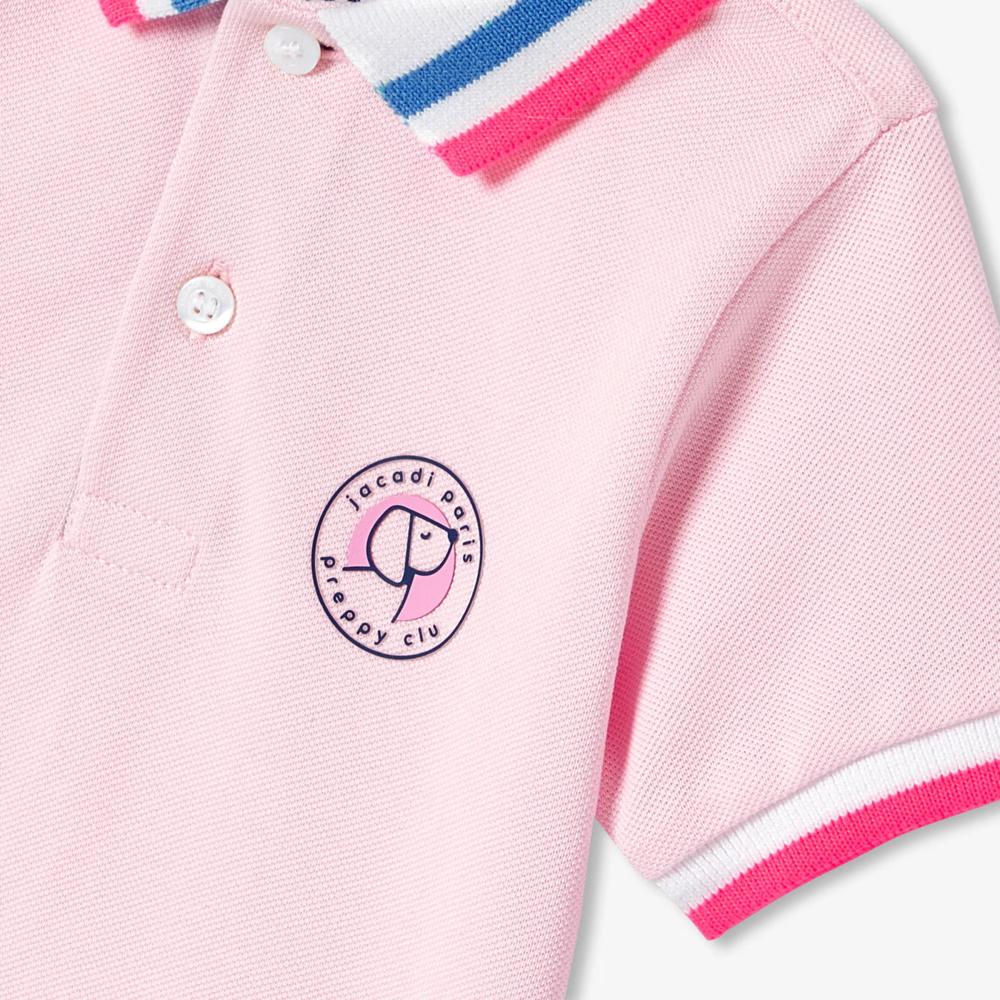 Baby boy short-sleeved polo shirt in cotton piqué - rose dragee