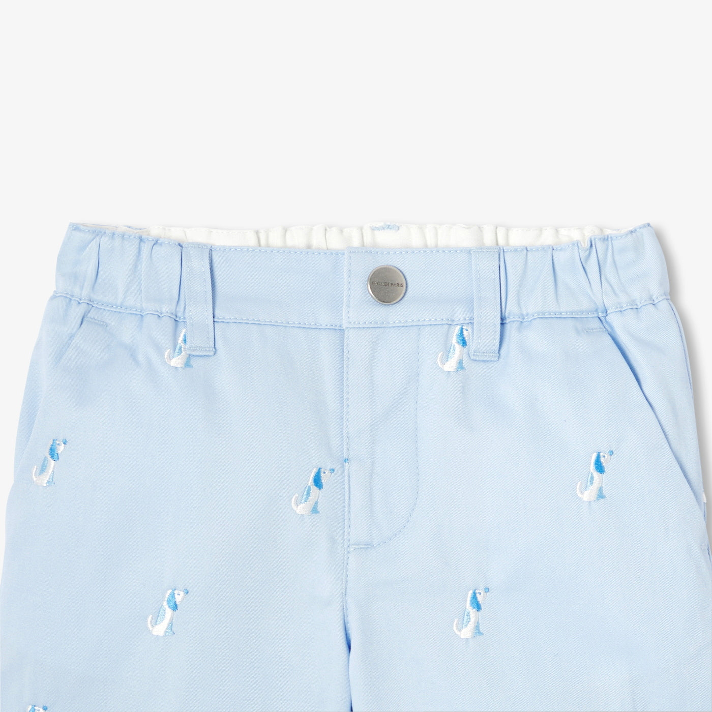 Baby boy twill shorts with small dog embroidery - baltique