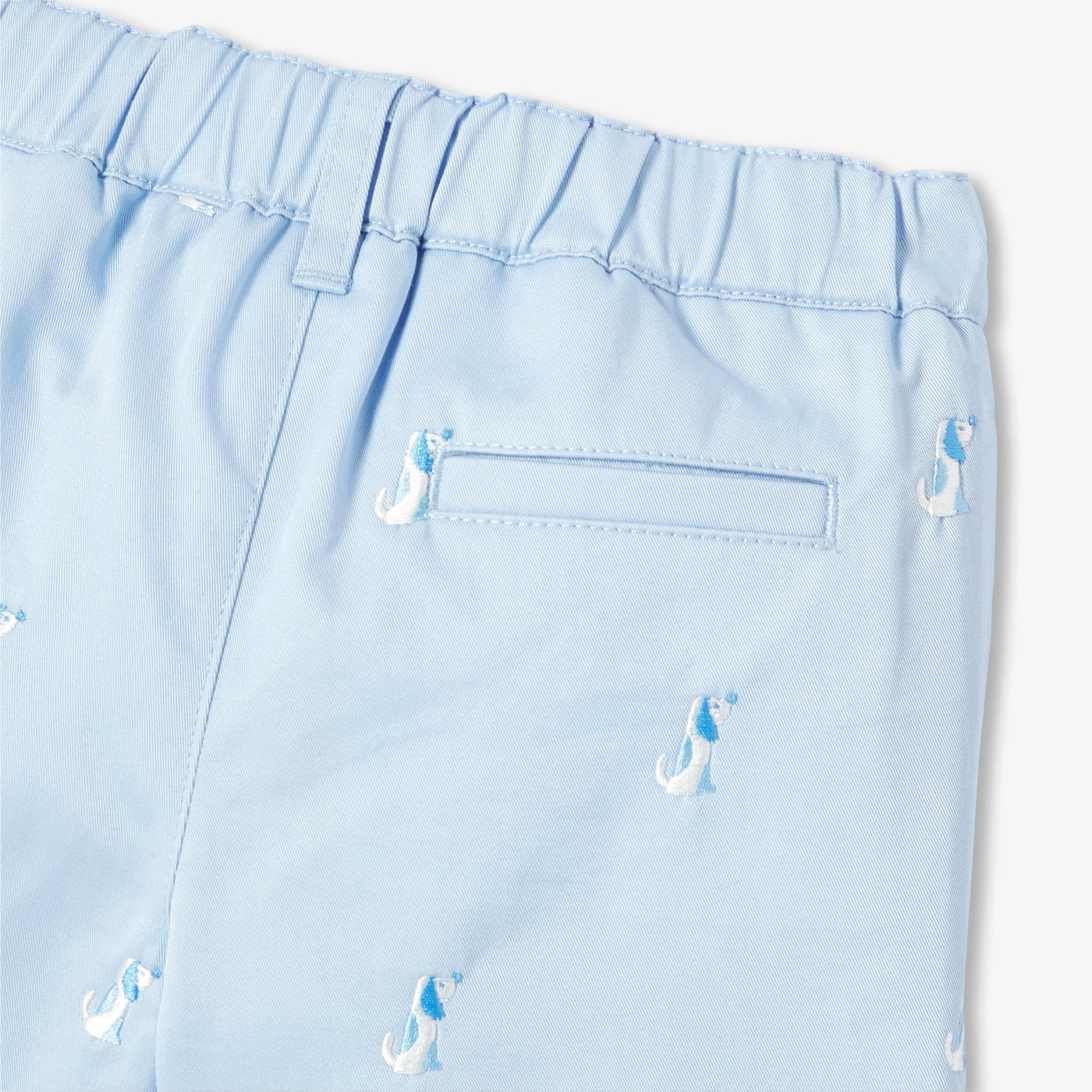 Baby boy twill shorts with small dog embroidery - baltique